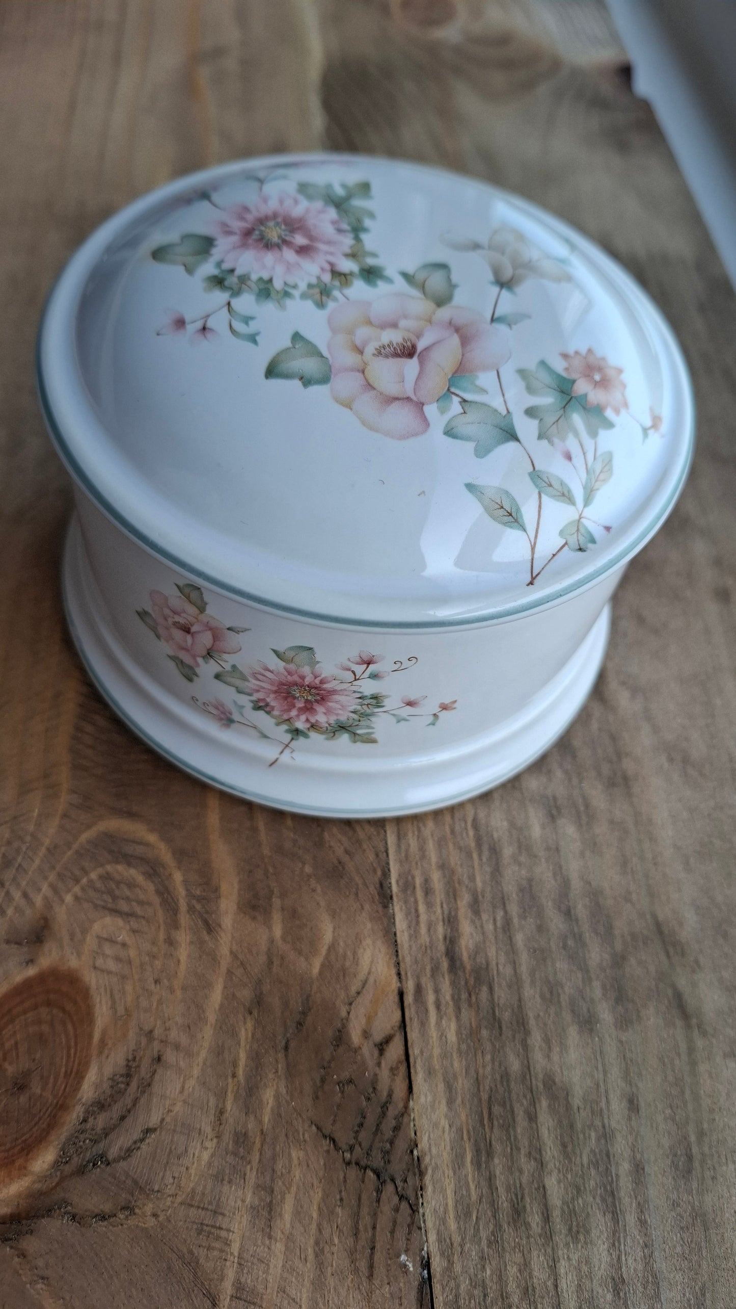 'Beef Curtains' Upcycled Large Floral Trinket Pot