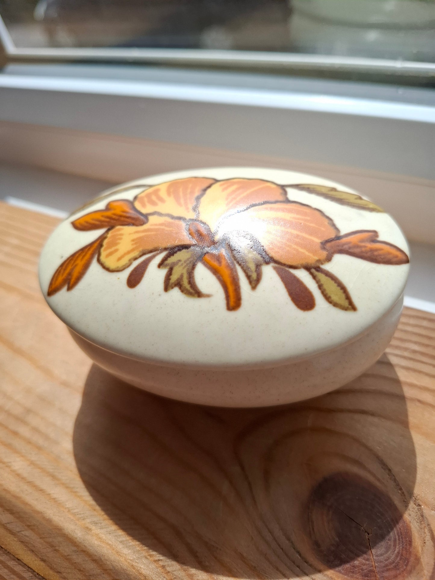 'Cunt' Upcycled Oval Orange Floral Trinket Pot