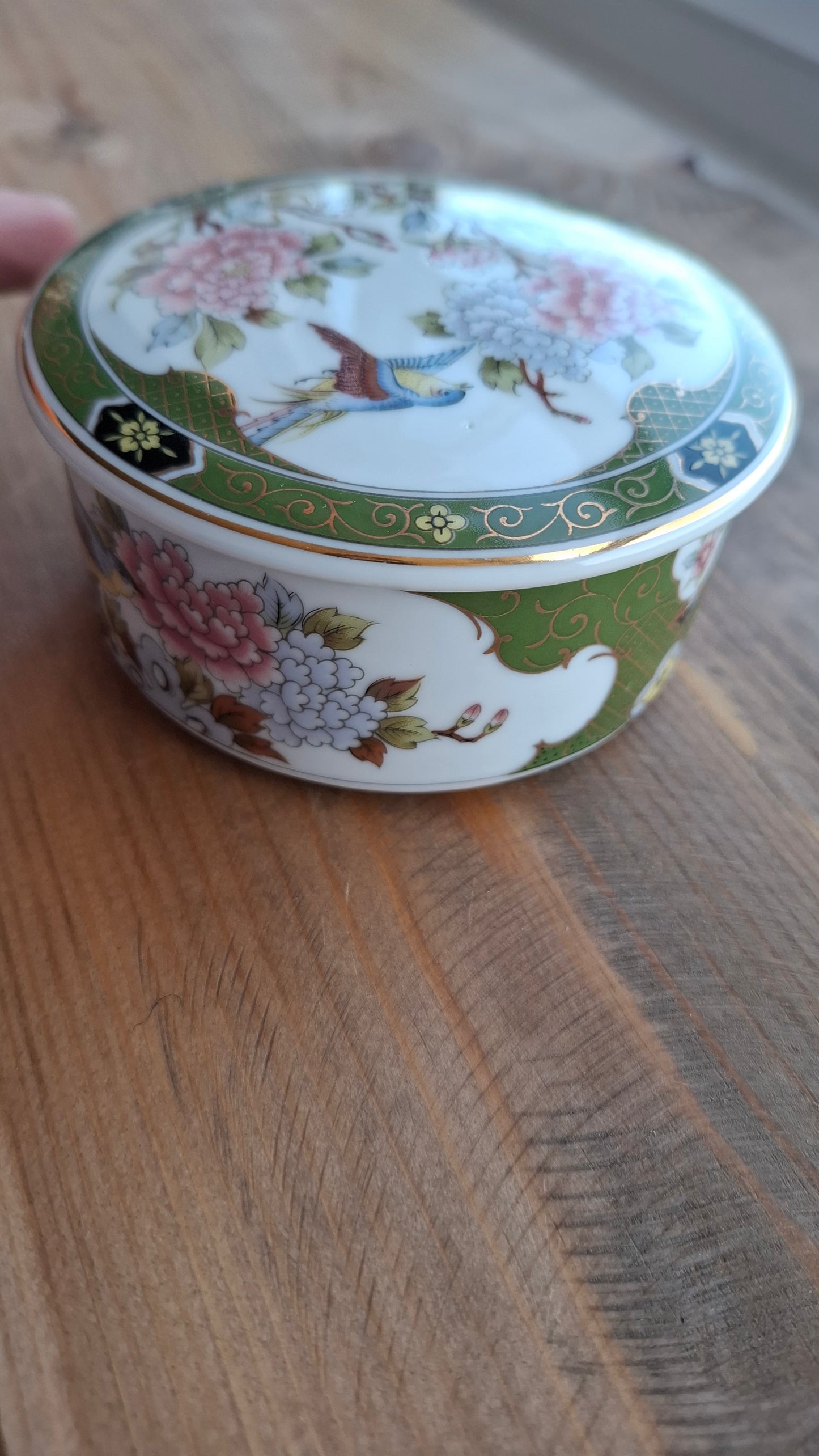'Sugar Tits' Upcycled Green Floral Trinket Pot