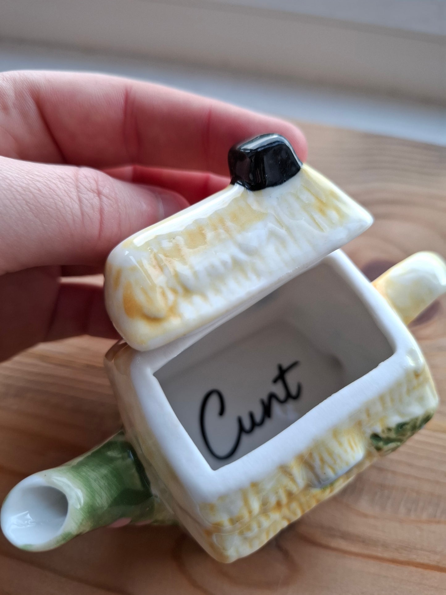 'Cunt' Upcycled Little Cottage Teapot Trinket Pot