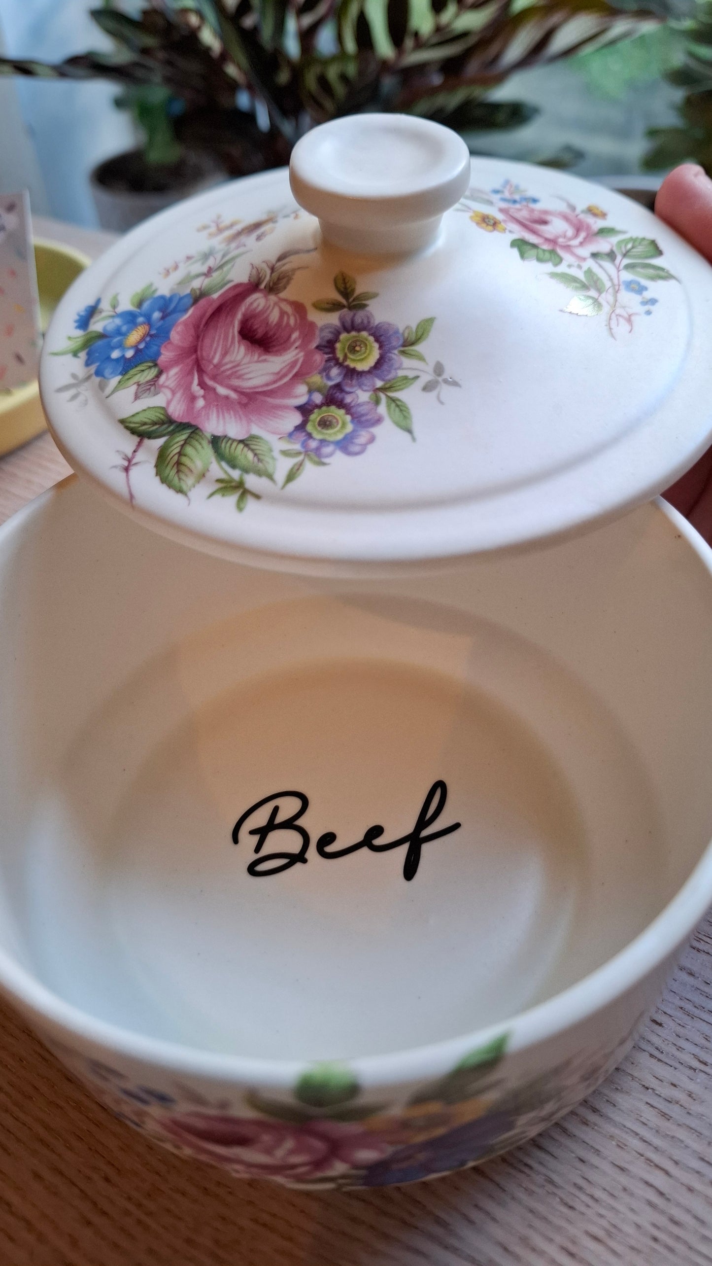 'Beef Curtains' Upcycled Large Pretty Floral Trinket Pot