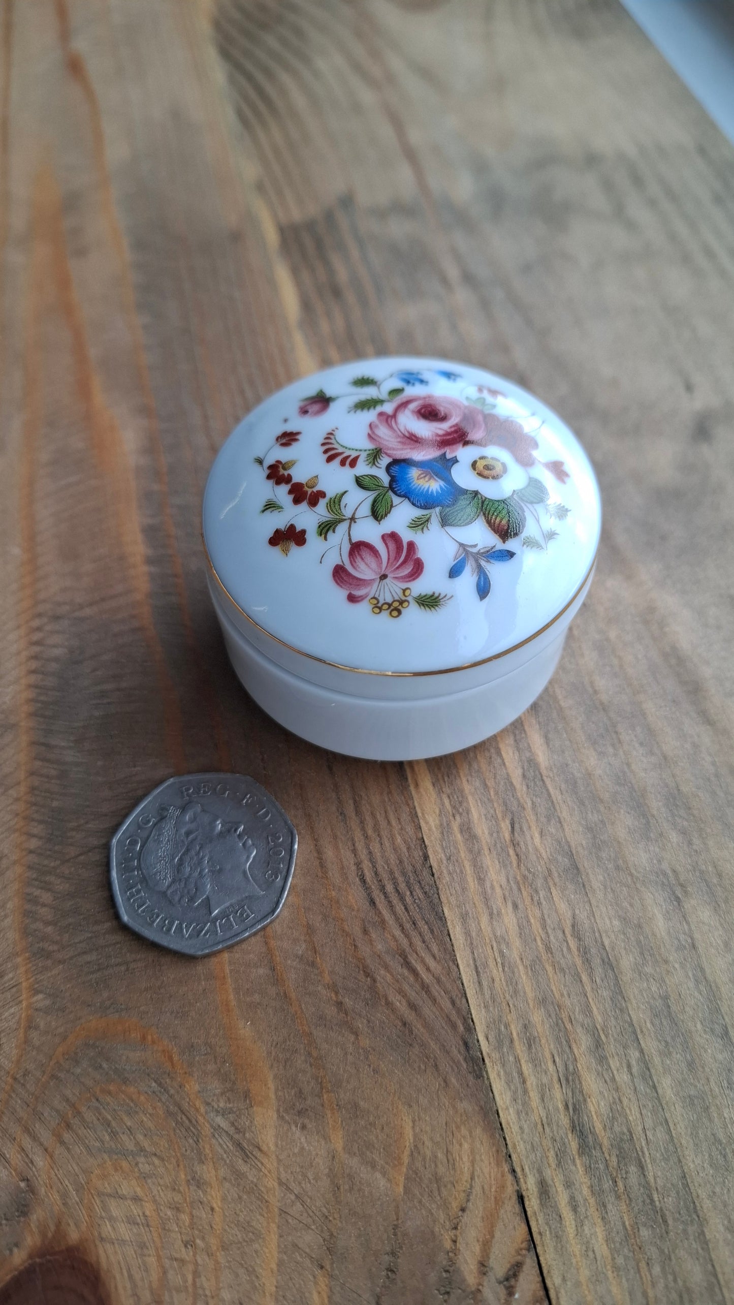 'Cunt' Upcycled Small White Colourful Floral Trinket Pot
