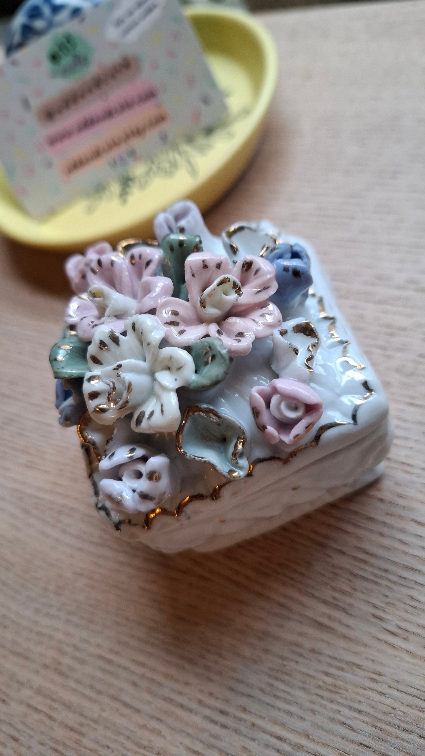 'Ball Bag' Upcycled Floral Square Shaped Trinket Pot