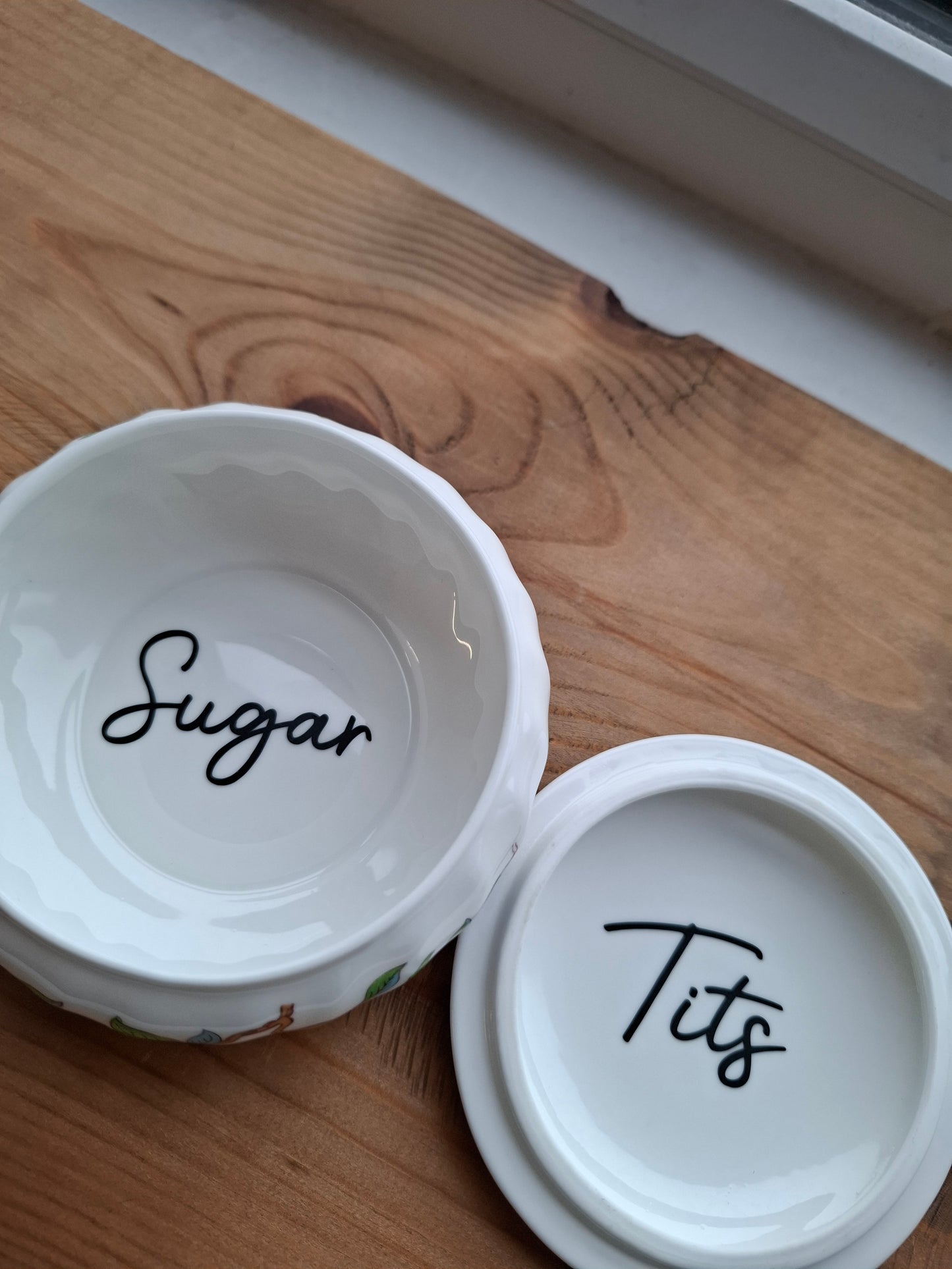 'Sugar Tits' Upcycled Medium Sized Floral Bird Trinket Pot