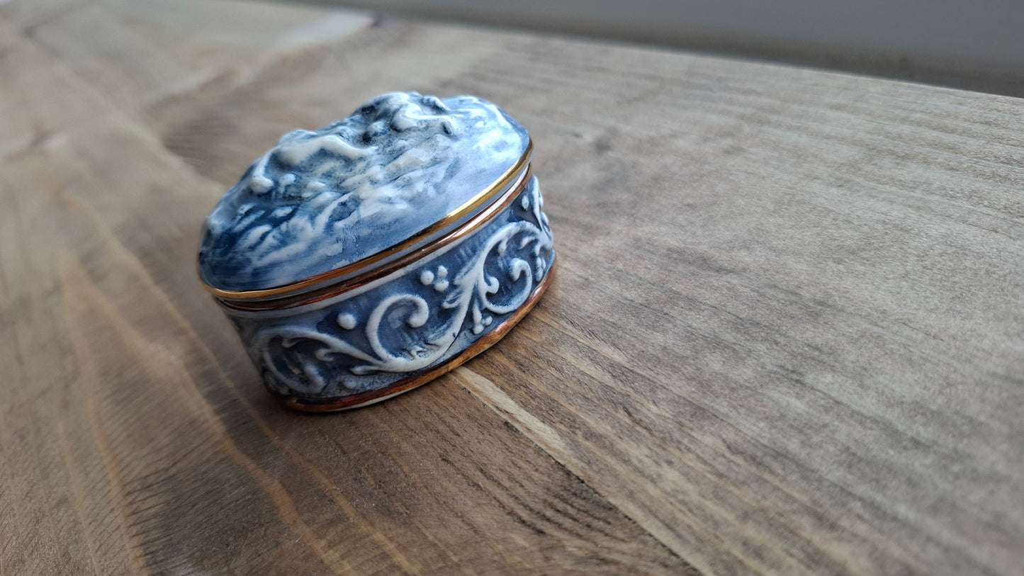 'Cunt' Upcycled Blue/Gold Cherub Trinket Pot
