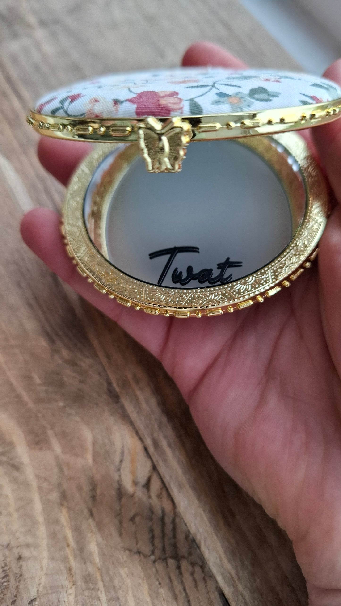 'Twat' Compact Mirror, Round Shape
