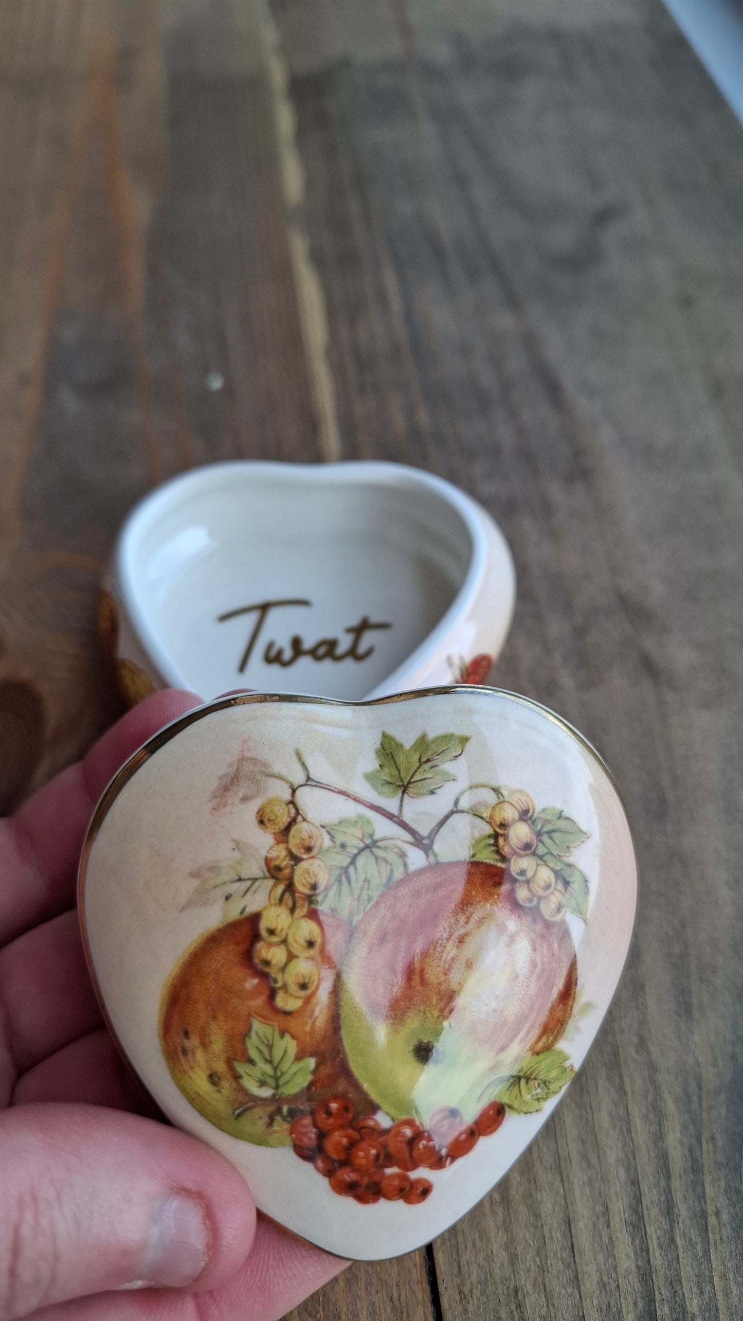 'Twat' Upcycled Heart Shaped Fruity Trinket Pot