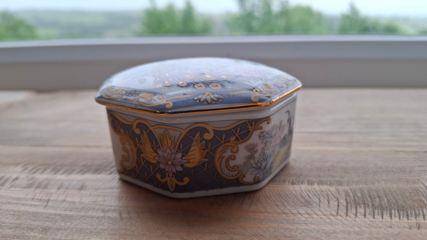'Fanny Flaps' Upcycled Octagonal Peacock Trinket Pot