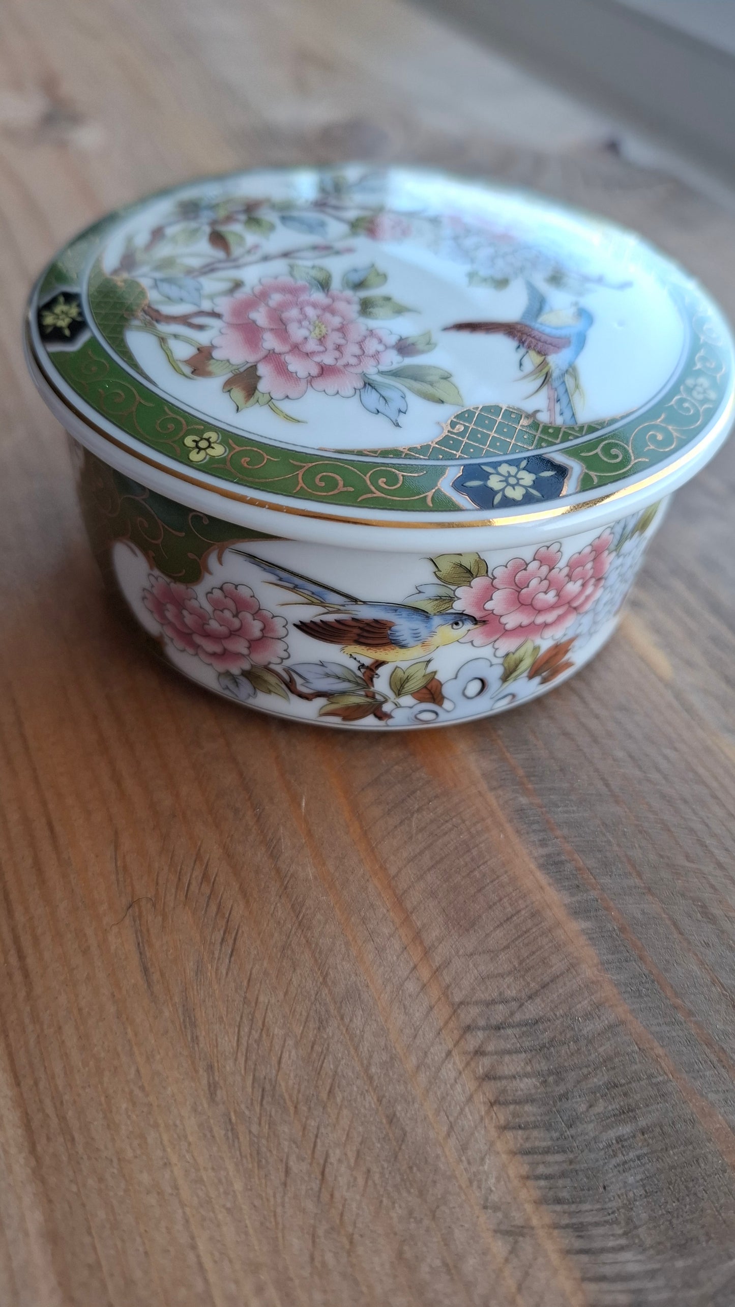'Sugar Tits' Upcycled Green Floral Trinket Pot