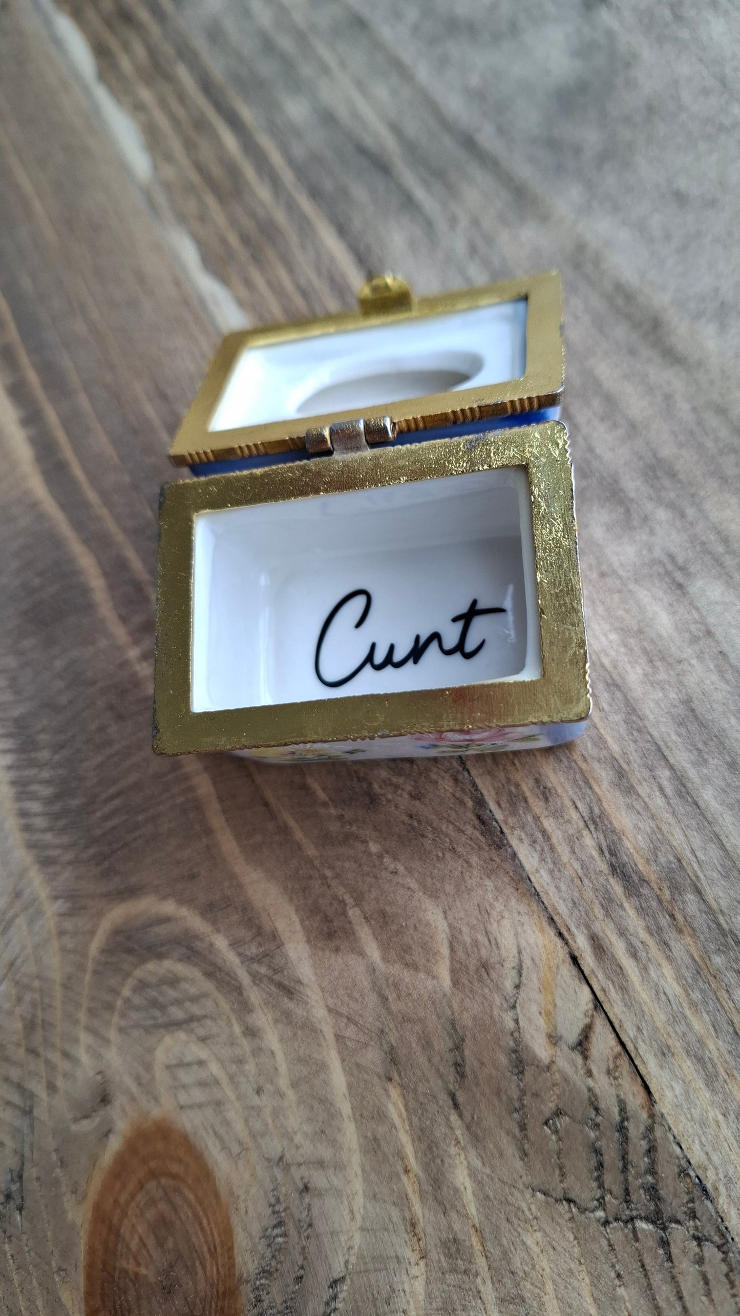 'Cunt' Upcycled Floral Chest Trinket Pot