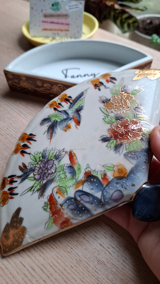 'Fanny Flaps' Upcycled Large Fancy Fan Trinket Pot