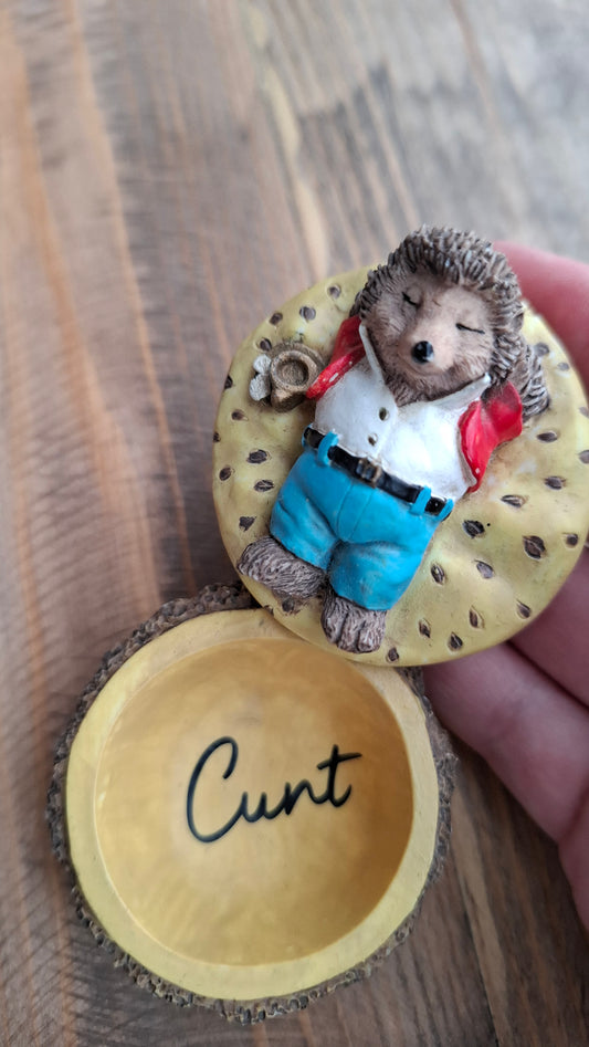 'Cunt' Upcycled Small Hedgehog Burger Trinket Pot