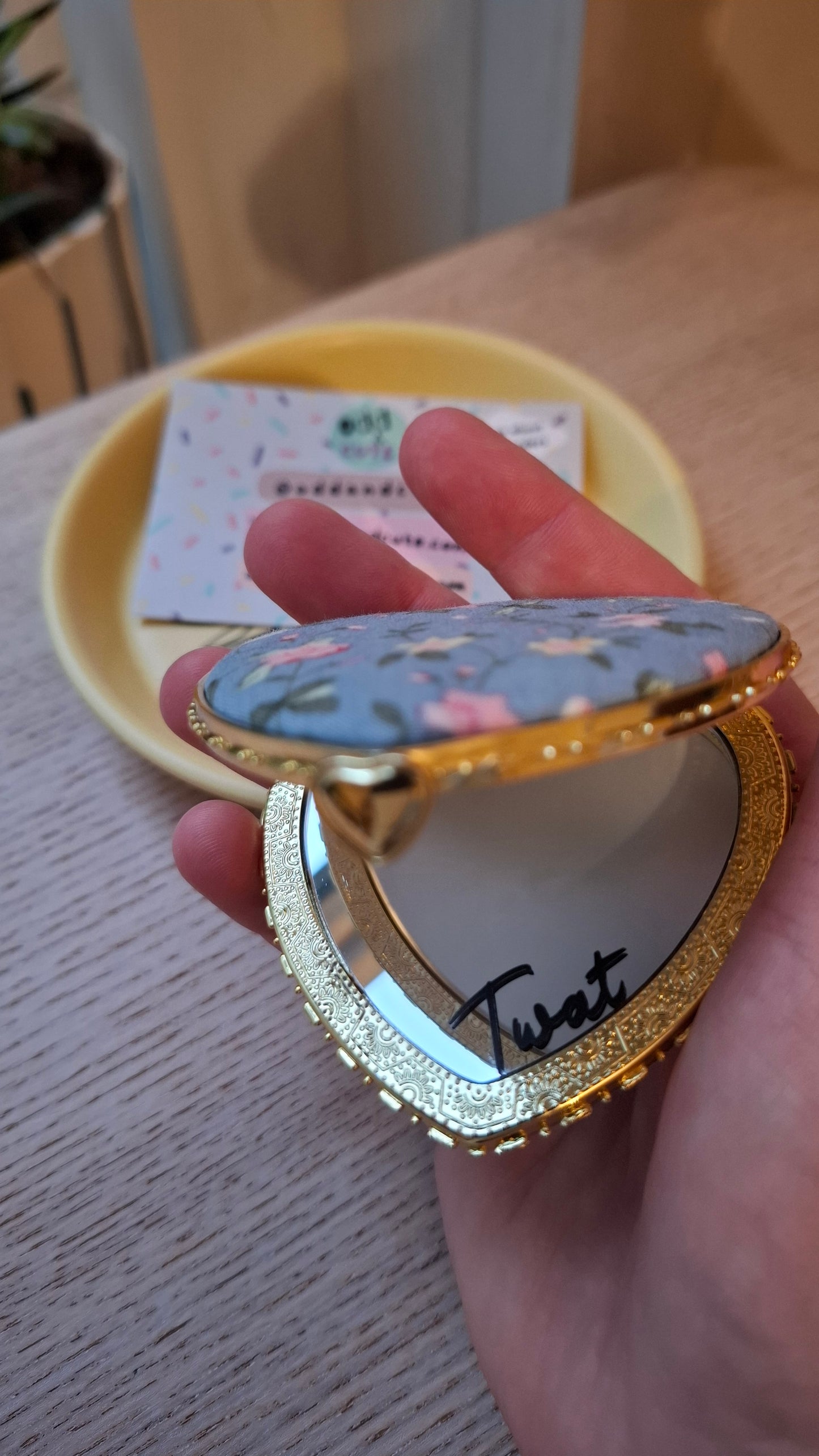 'Twat' Compact Mirror Heart Shaped