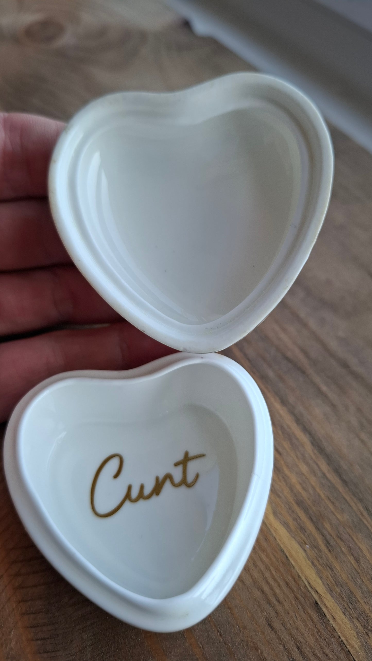 'Cunt' Upcycled Small Heart Shaped Trinket Pot