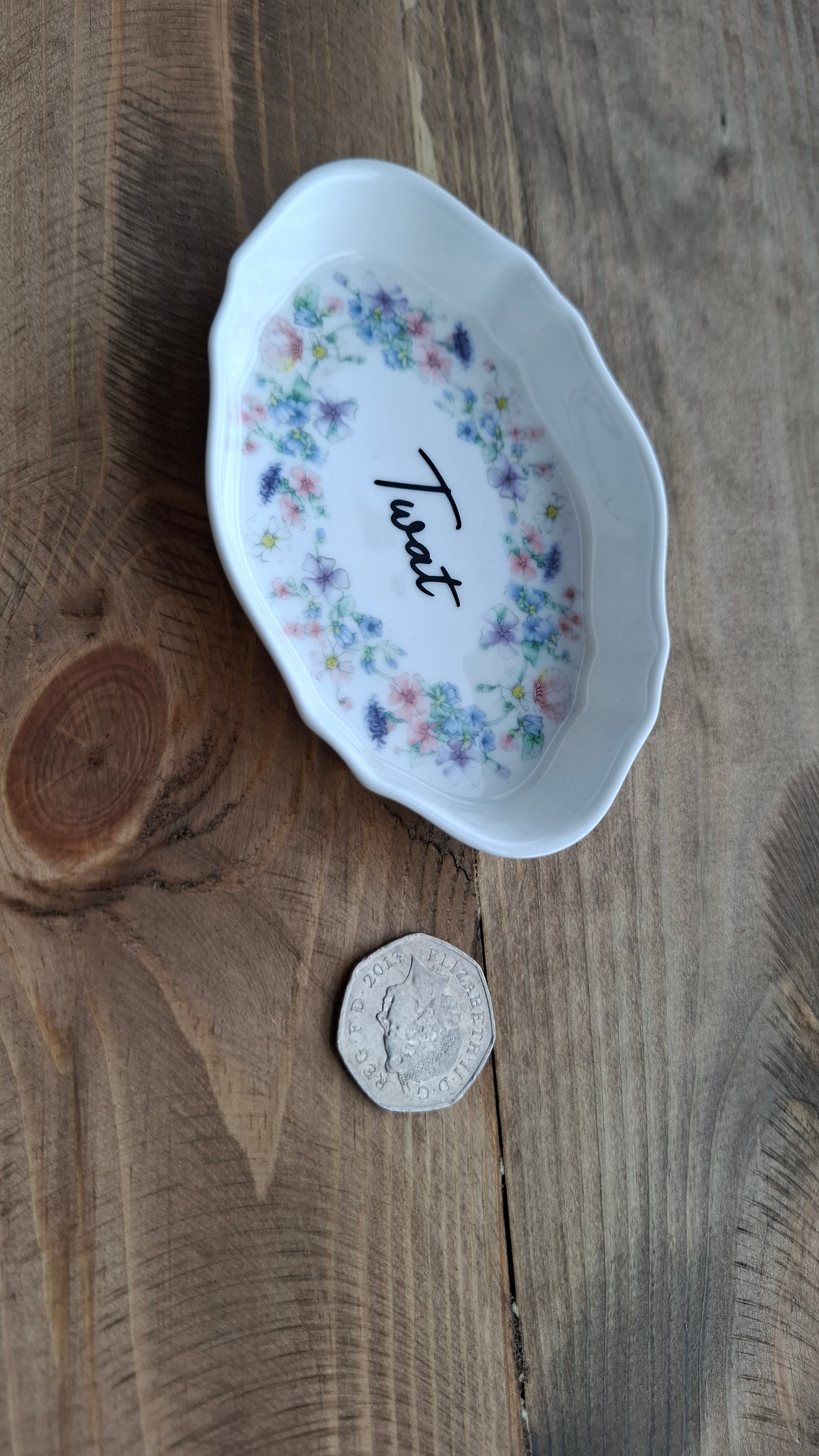 'Twat' Upcycled Pretty Trinket Dish