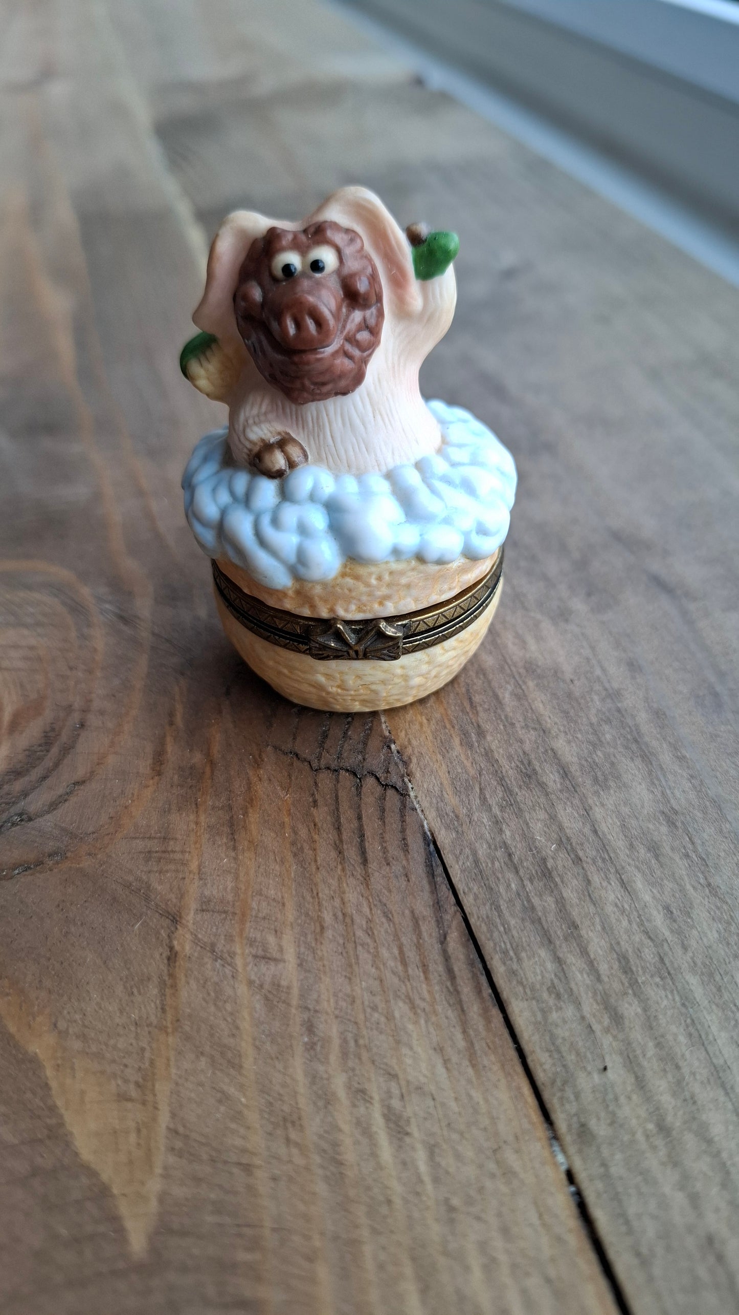'Cunt' Upcycled Pig Having A Bath Mini Trinket Pot