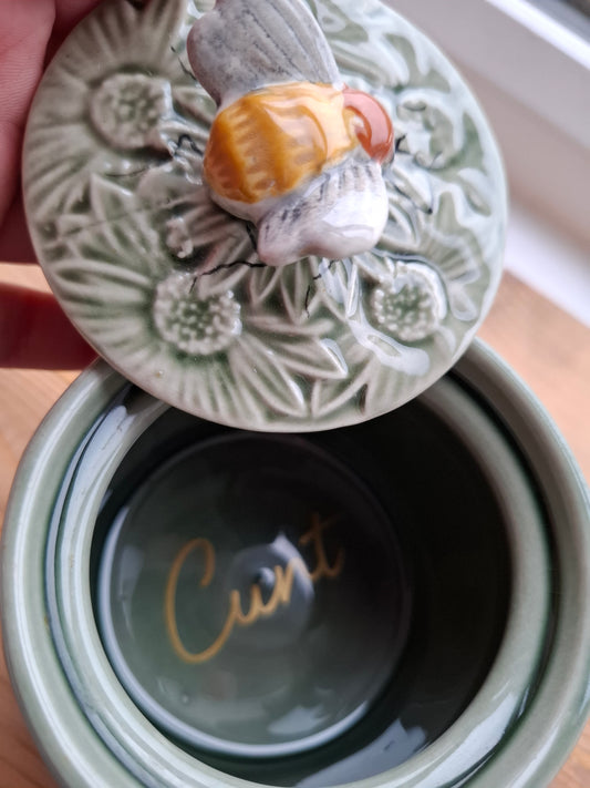'Cunt' Fancy Green Bee Ceramic Pot