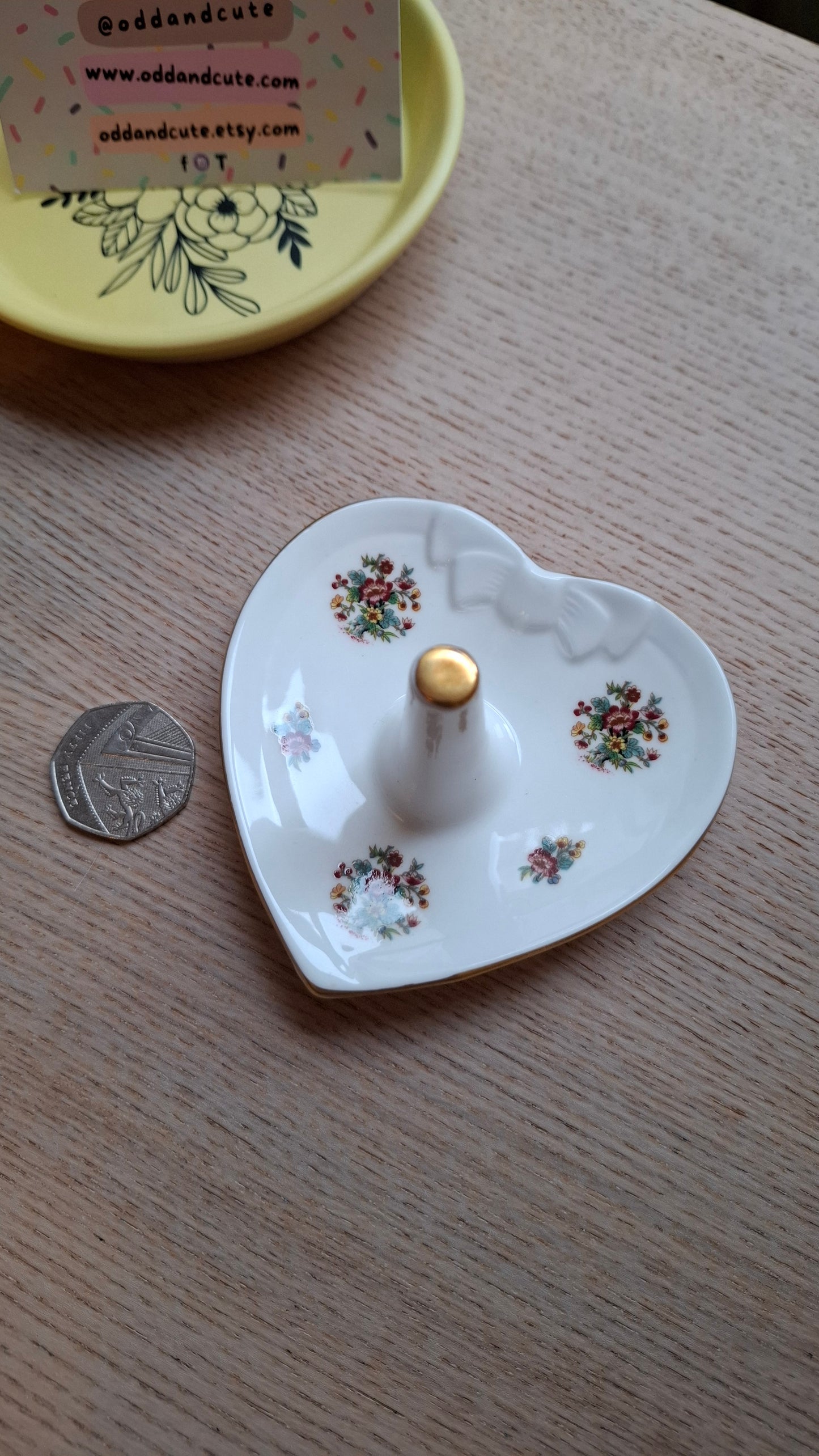 Coalport Heart Shaped Floral Ring Dish/Tree