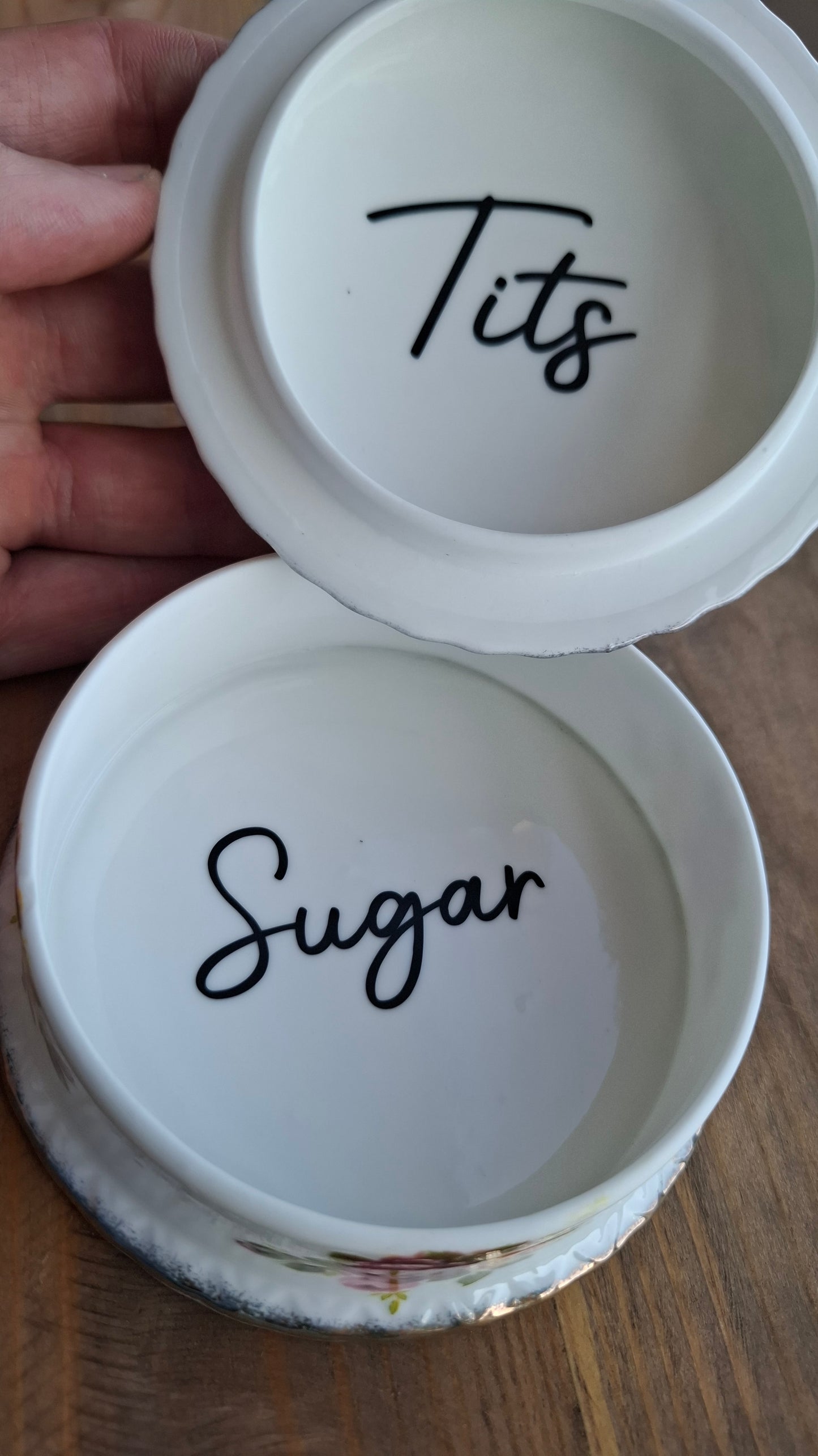 'Sugar Tits' Upcycled Rose Trinket Pot