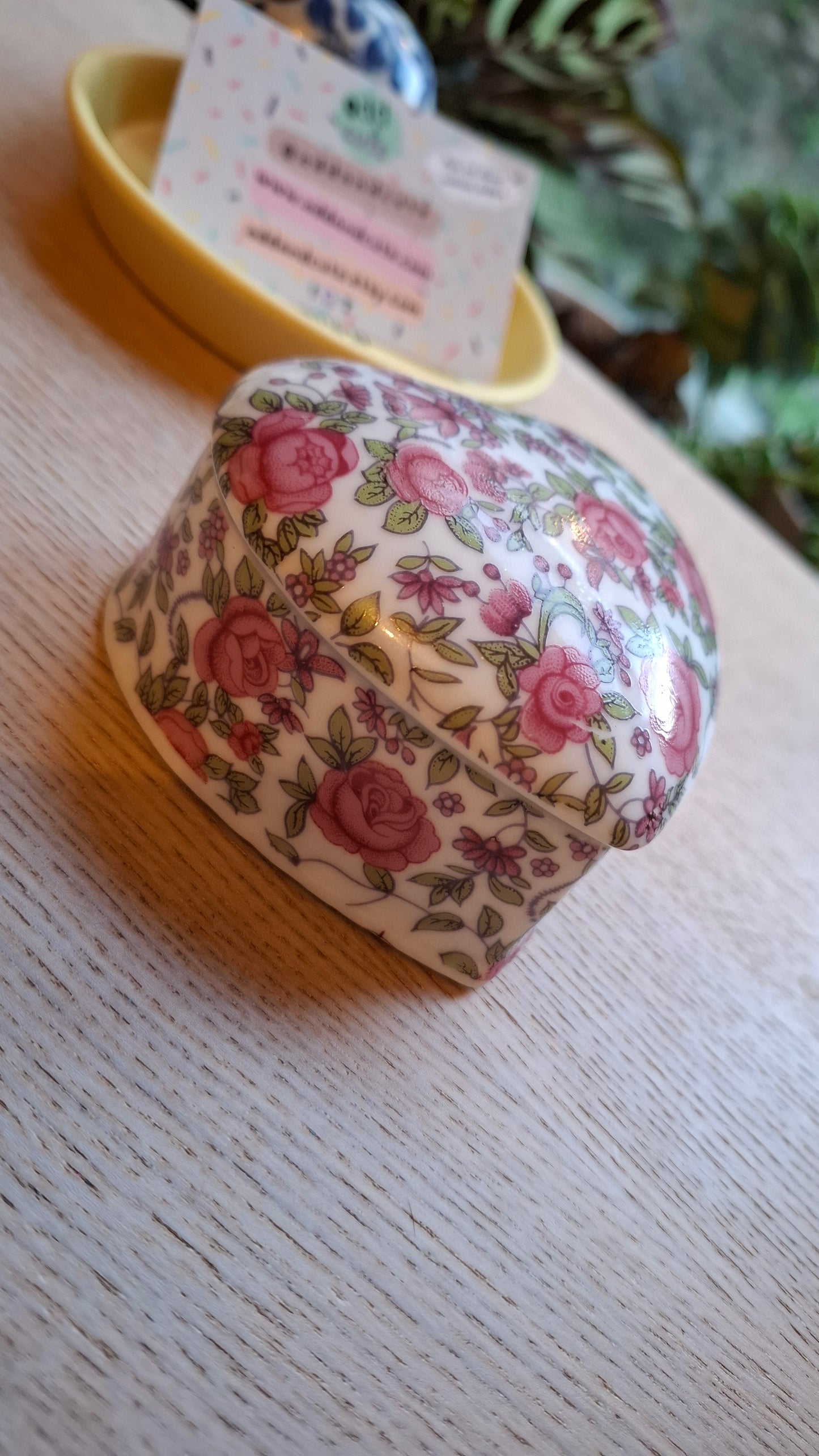 'Fanny Flaps' Upcycled Rose Heart Shaped Trinket Pot