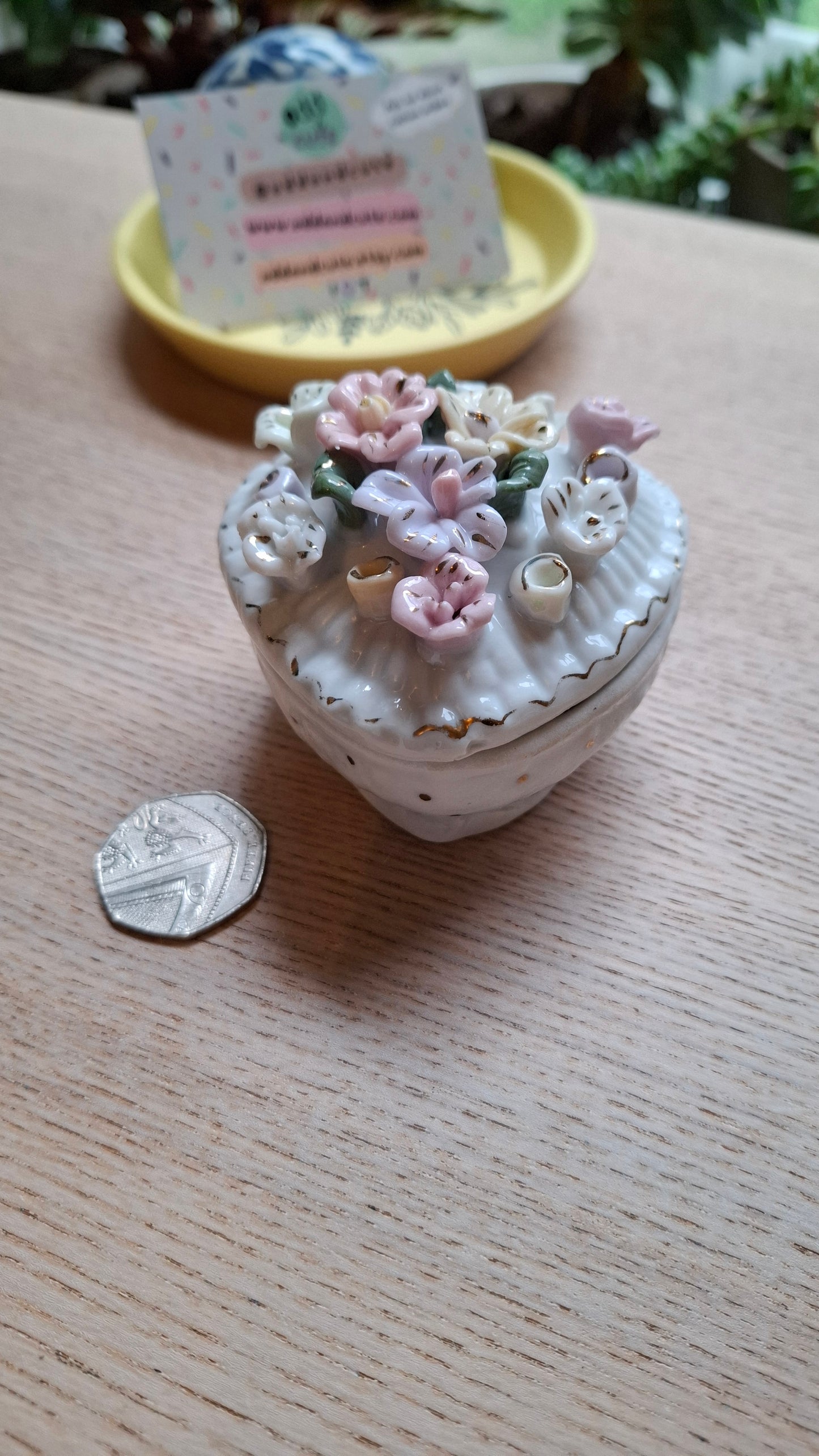 'Ball Bag' Upcycled Floral Heart Shaped Trinket Pot