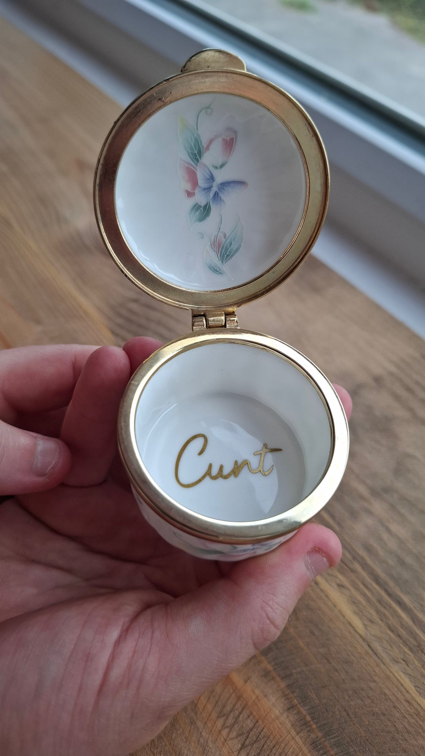 'Cunt' Upcycled Pretty Trinket Pot With Clasp