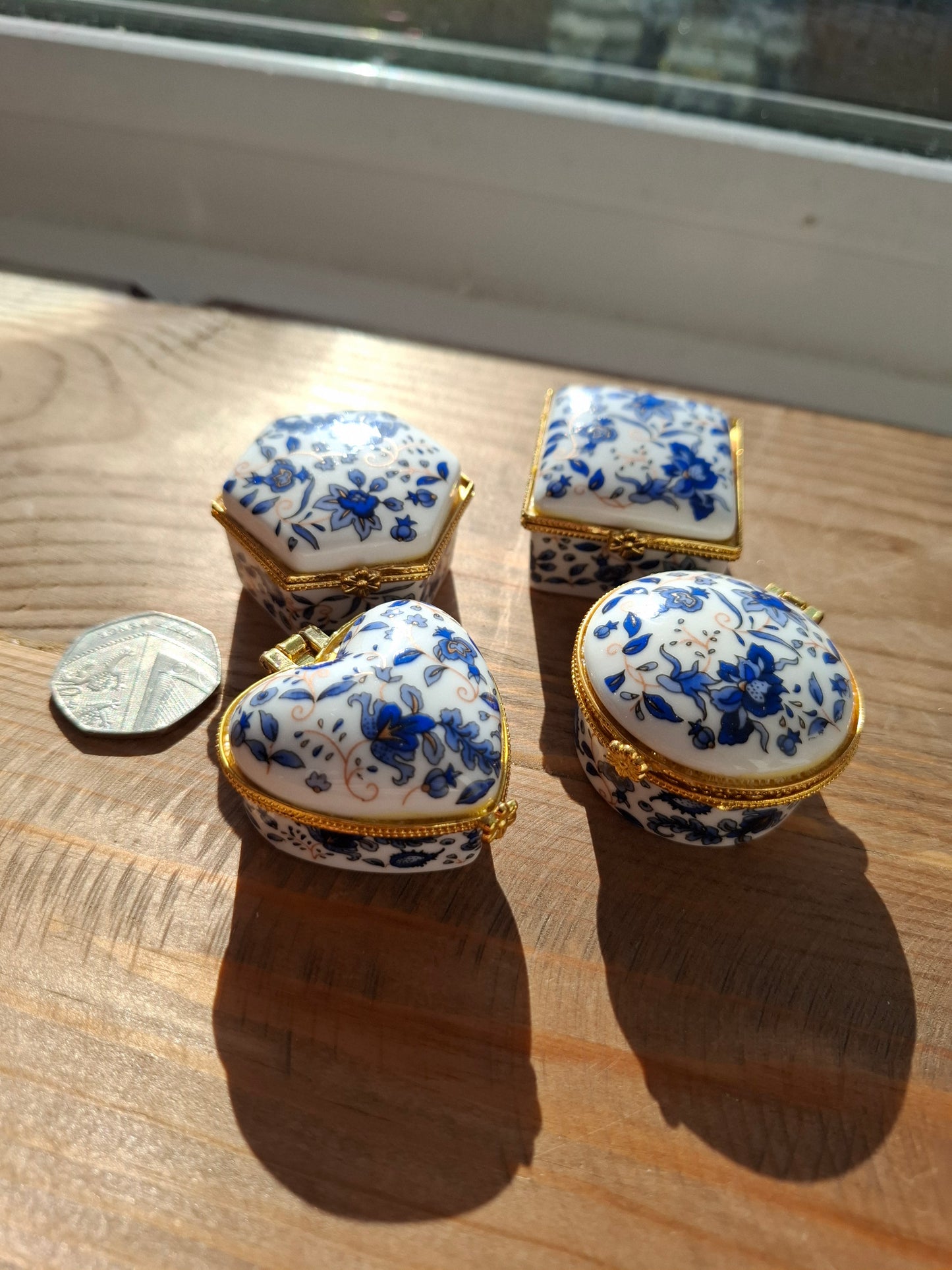 'Twat' Mini Floral Blue And White Trinket/Pill Pot
