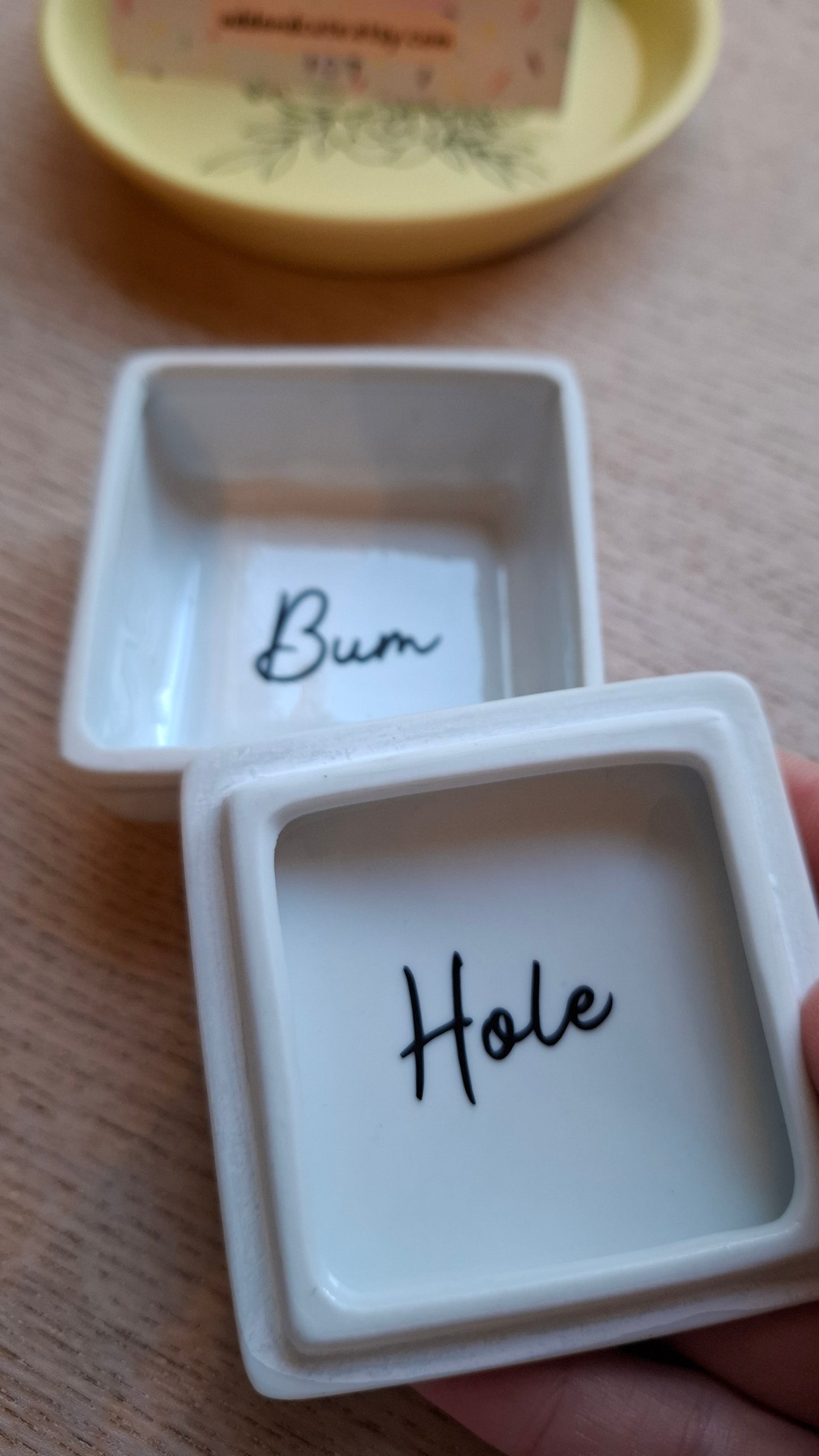 'Bum Hole' Upcycled Square Trinket Pot