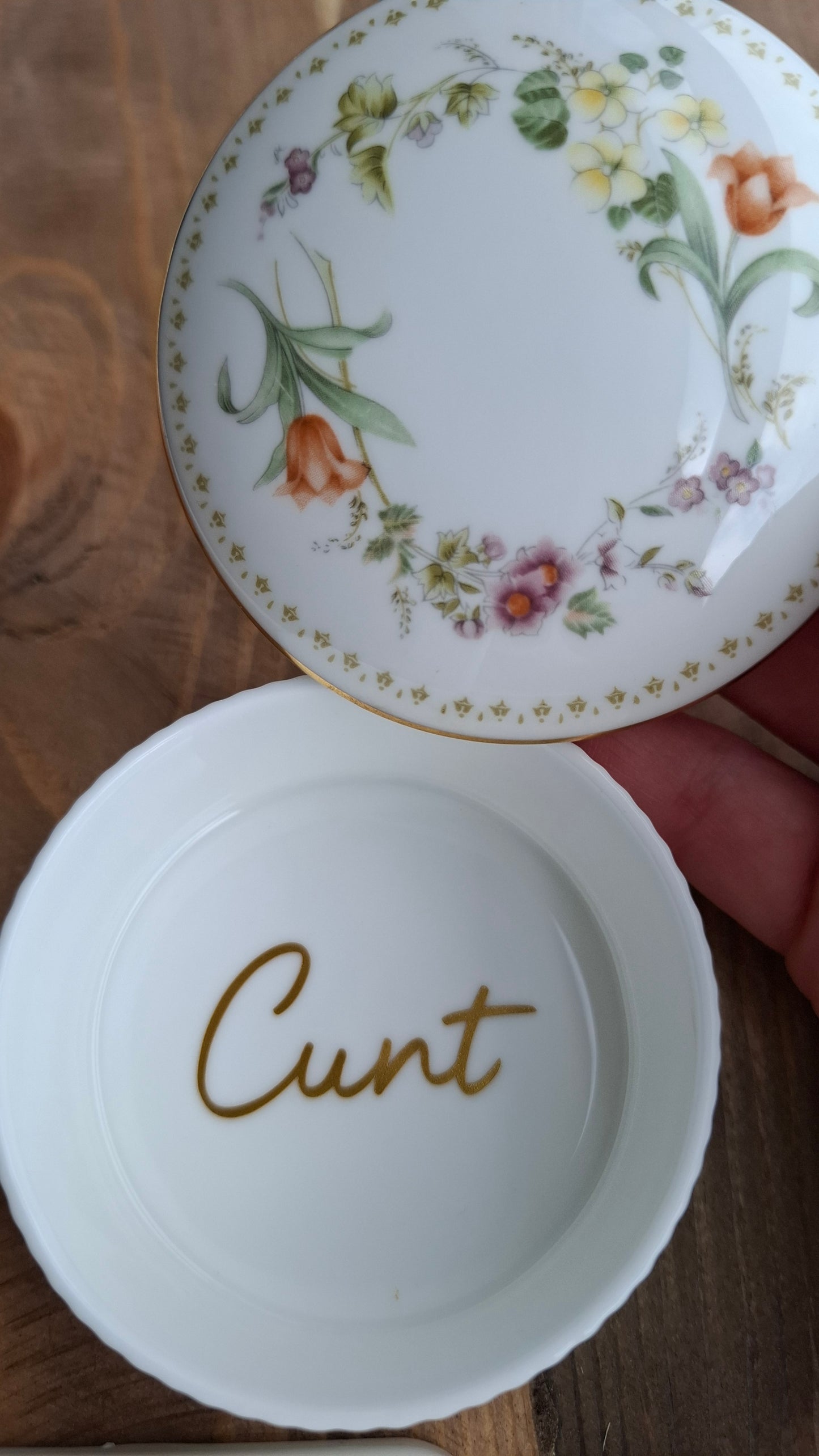 'Cunt' Upcycled Wedgwood Trinket Pot