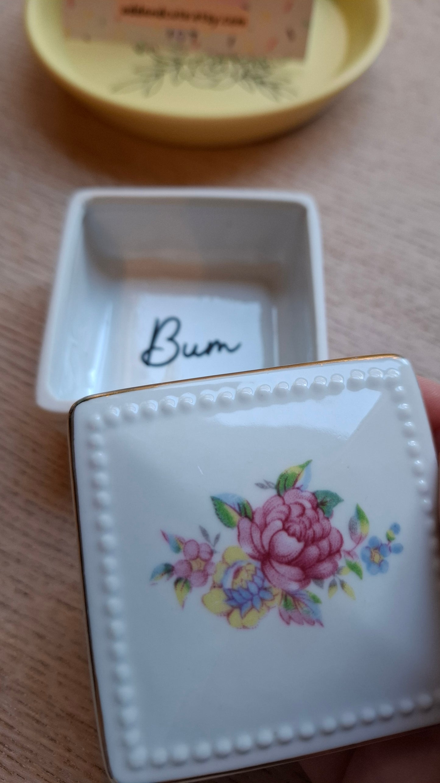 'Bum Hole' Upcycled Square Trinket Pot