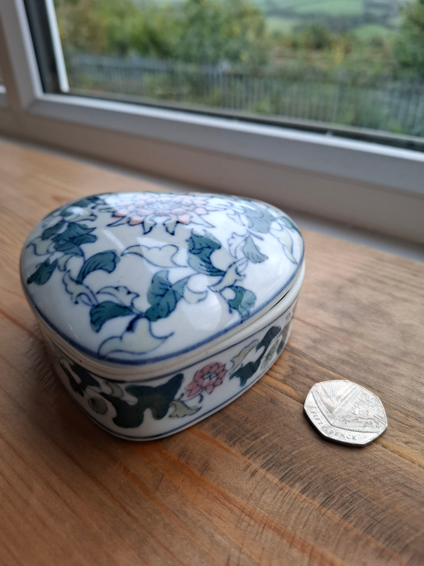 'Beef Curtains' Upcycled Heart Shaped Trinket Pot