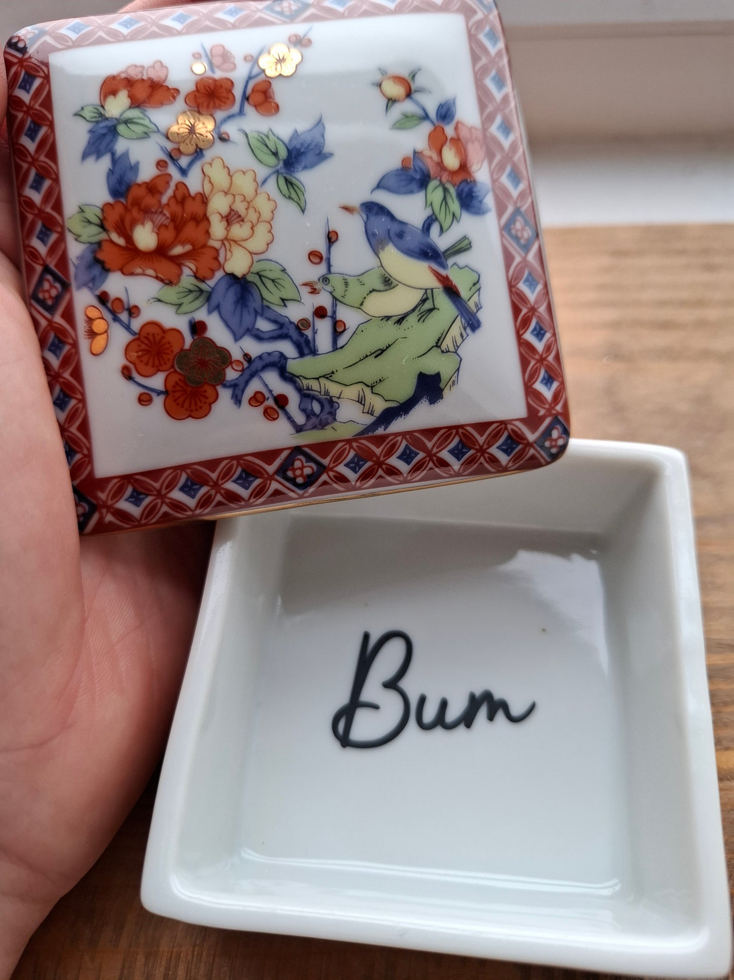 'Bum Hole' Upcycled Colourful Birdy Trinket Pot