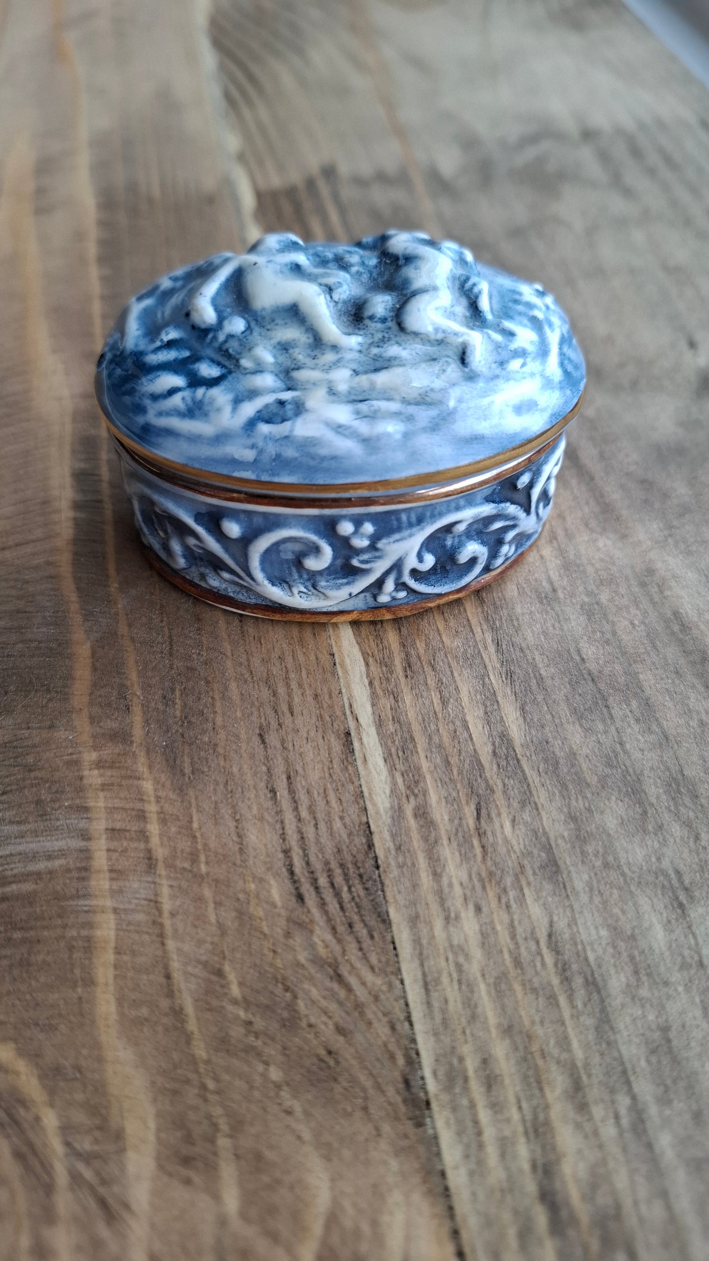 'Cunt' Upcycled Blue/Gold Cherub Trinket Pot