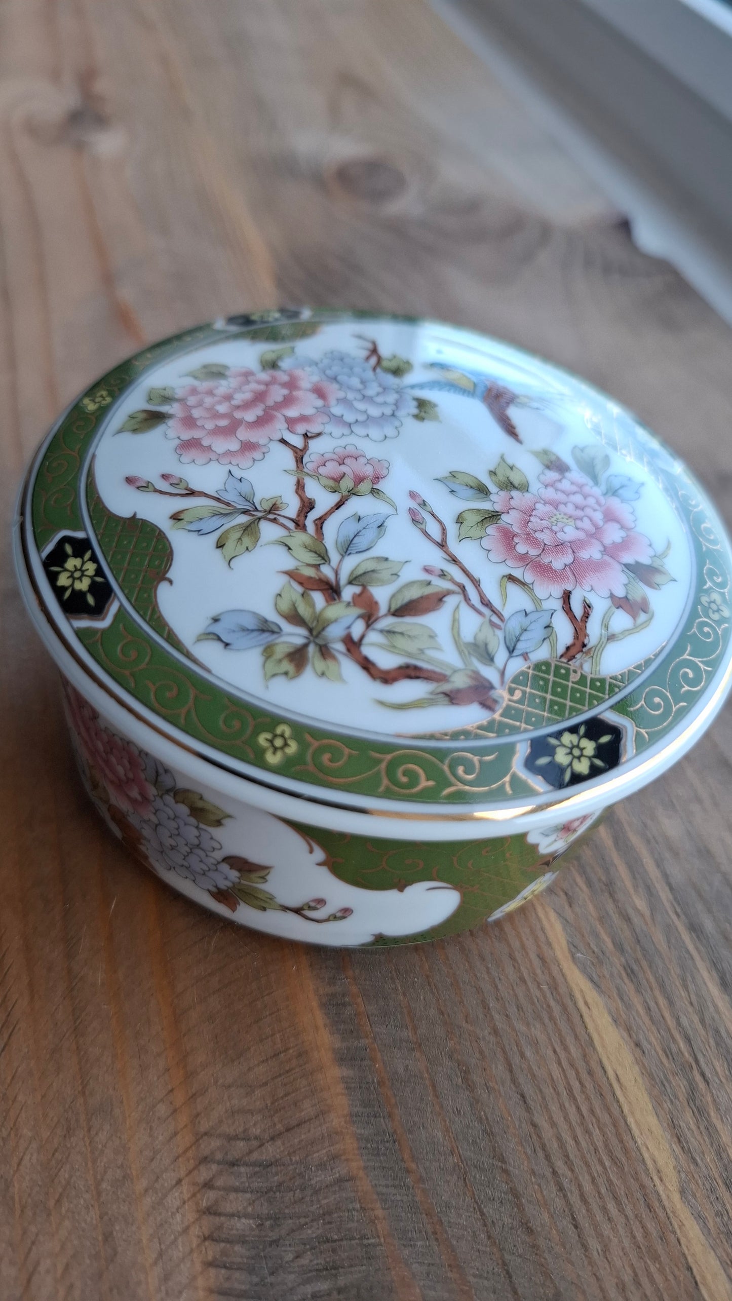 'Sugar Tits' Upcycled Green Floral Trinket Pot