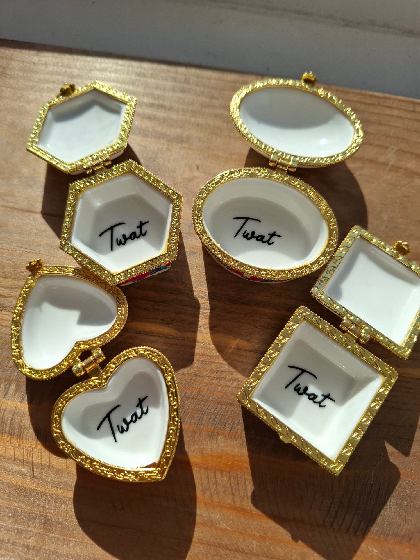 'Twat' Upcycled Mini Trinket/Pill Pot Red Roses
