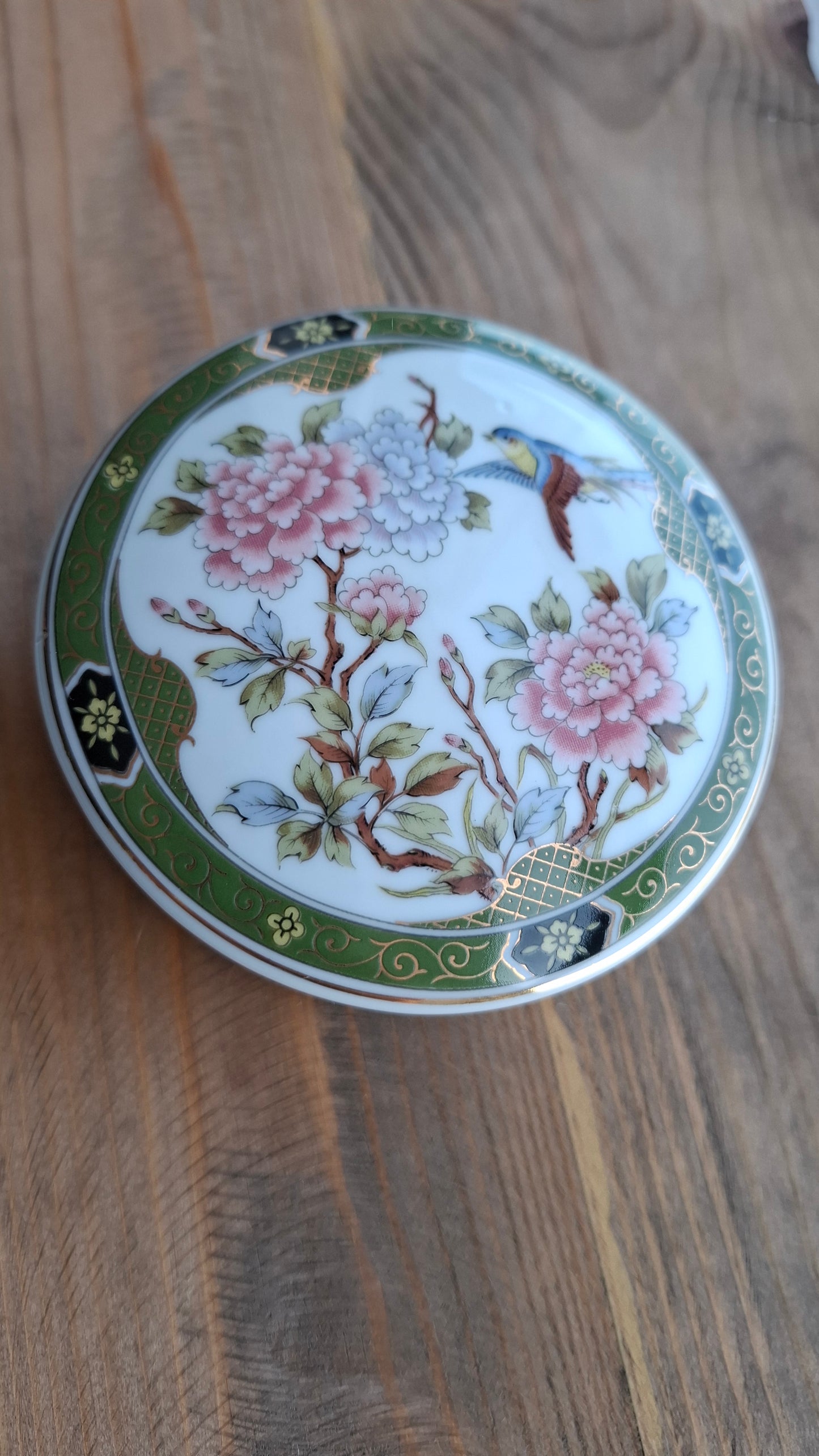 'Sugar Tits' Upcycled Green Floral Trinket Pot