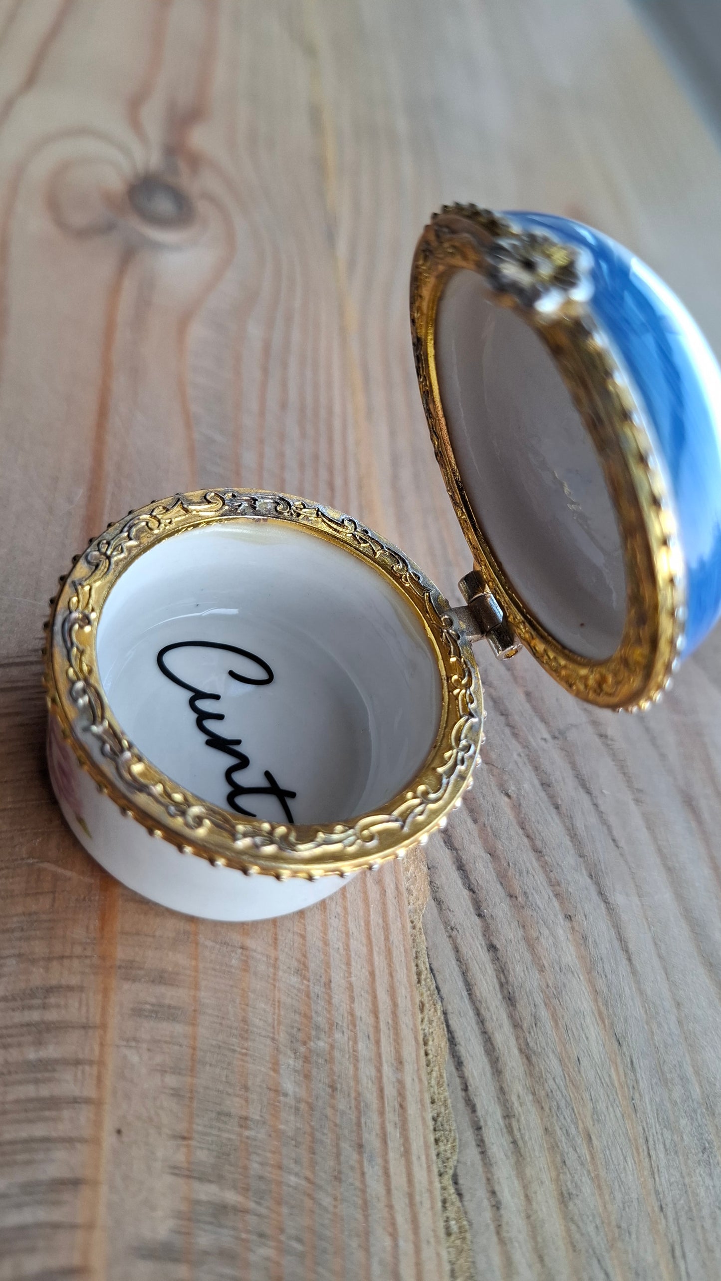 'Cunt' Upcycled Floral Circular Trinket Pot