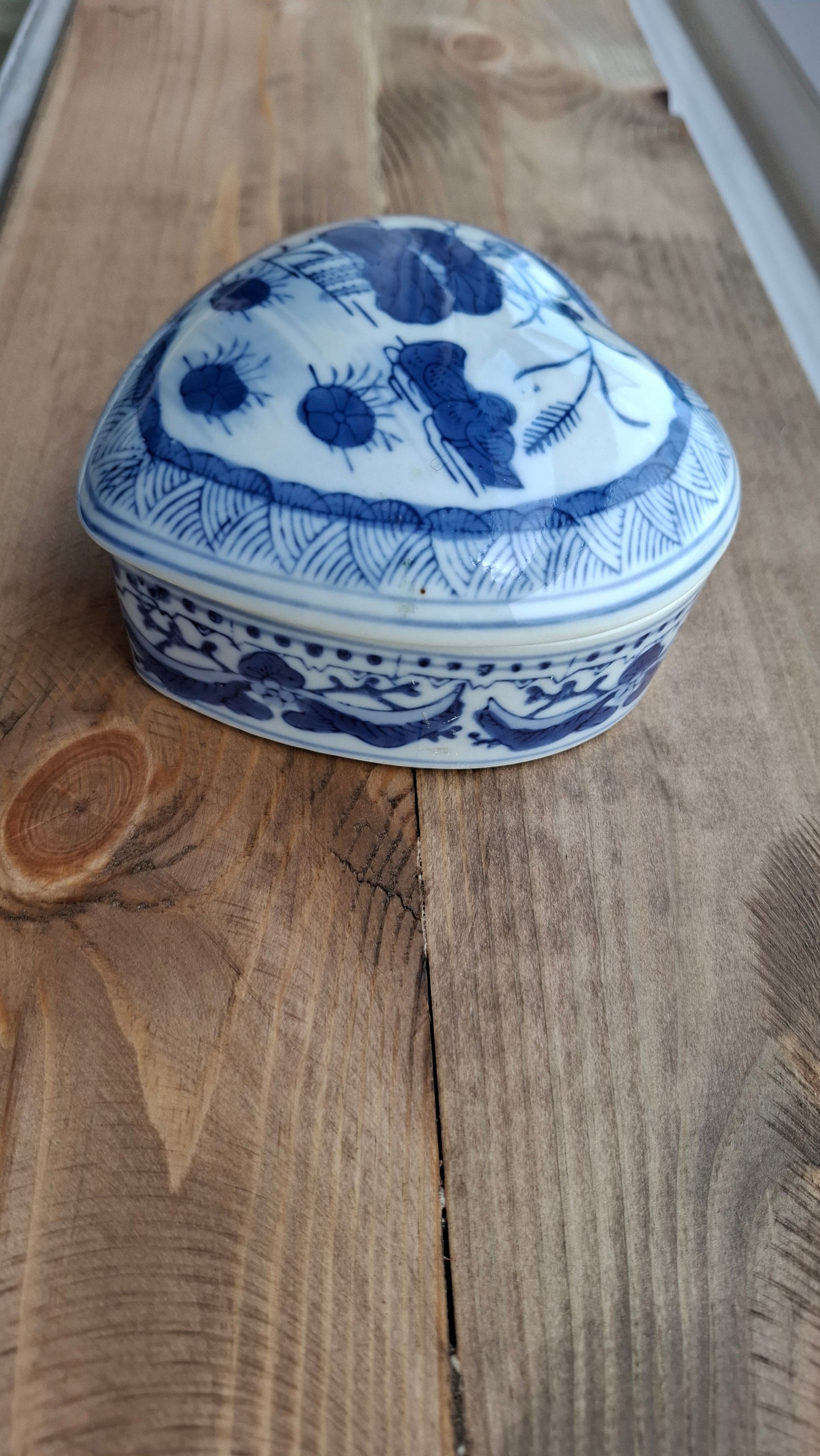 'Queen Cunt' Upcycled Large Pretty Blue/White Heart Trinket Pot