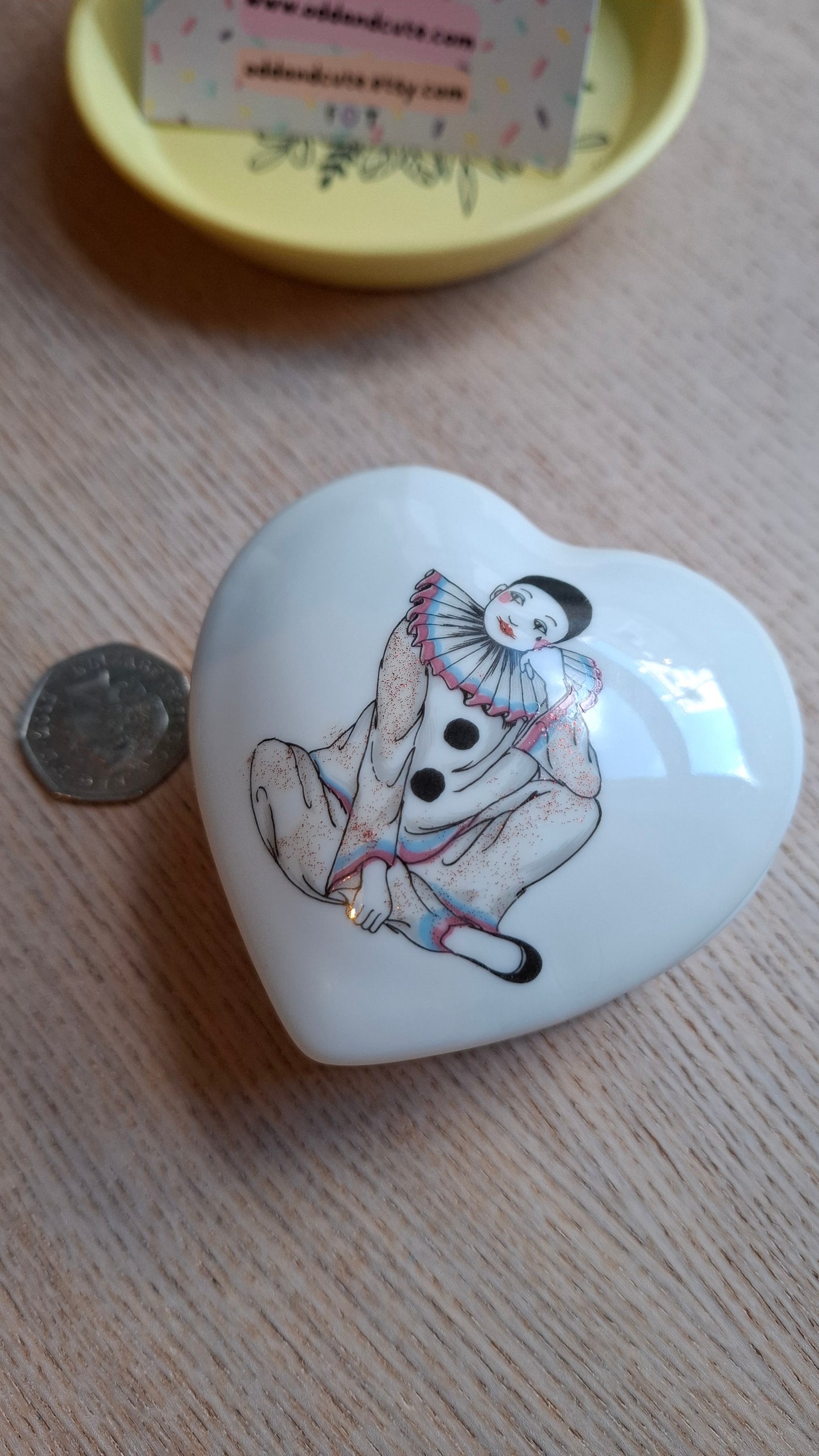 'Piss Flaps' Upcycled Clown Heart Shaped Trinket Pot