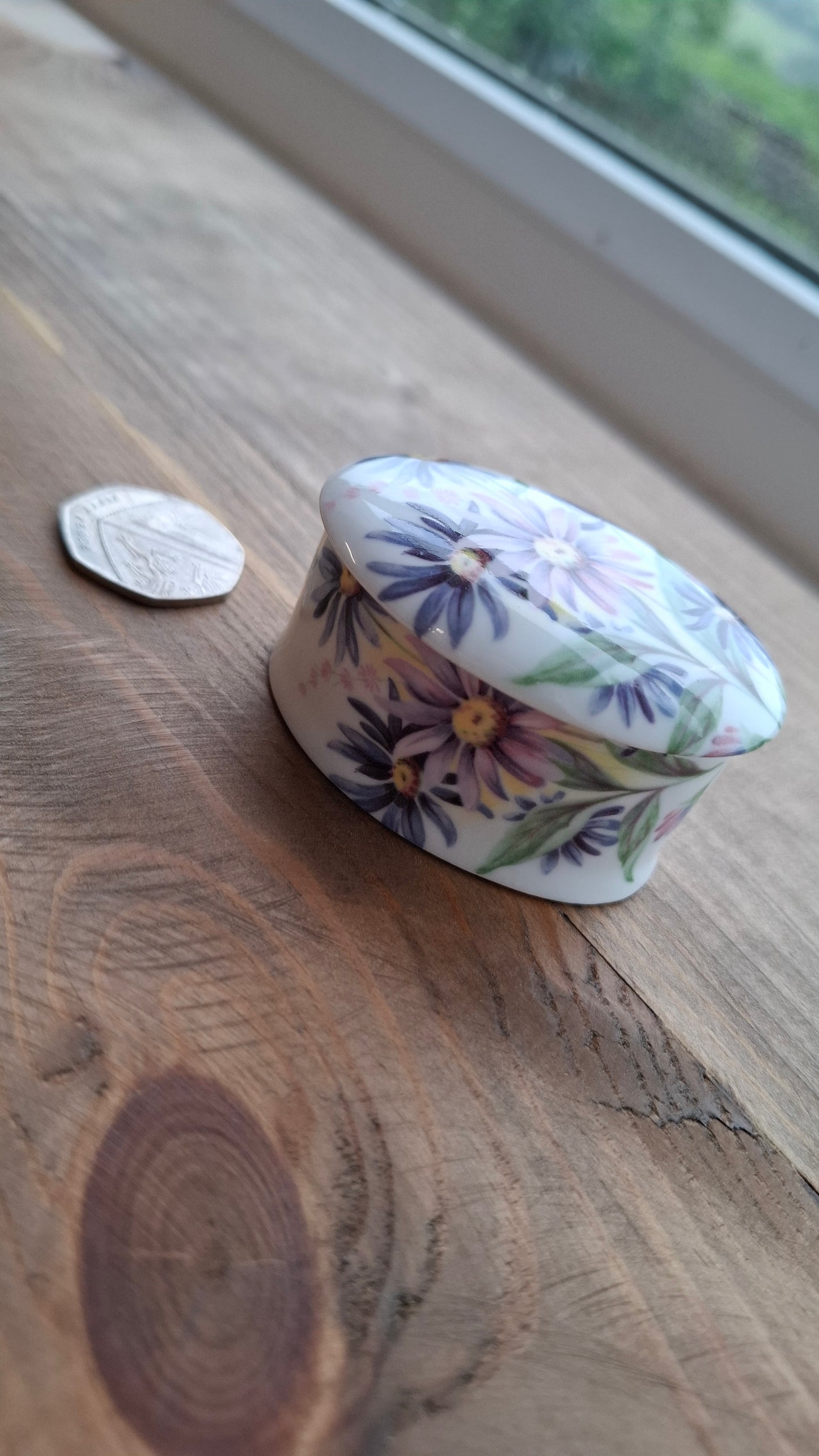 'Cunt' Upcycled Small Oval Shaped Purple Floral Trinket Pot