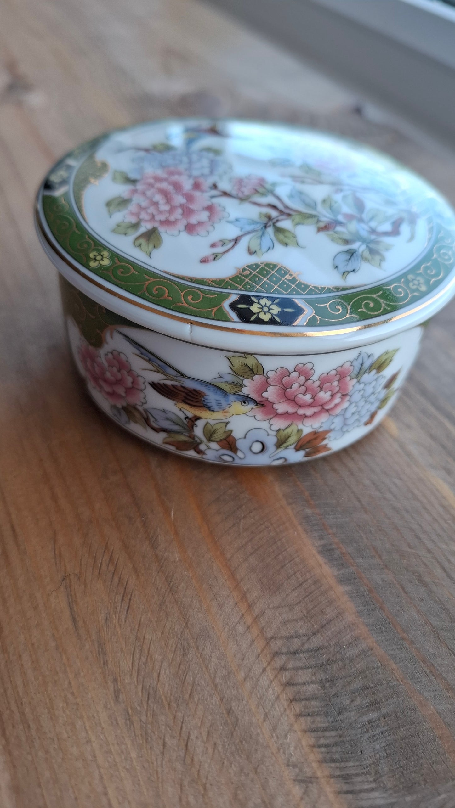 'Sugar Tits' Upcycled Green Floral Trinket Pot