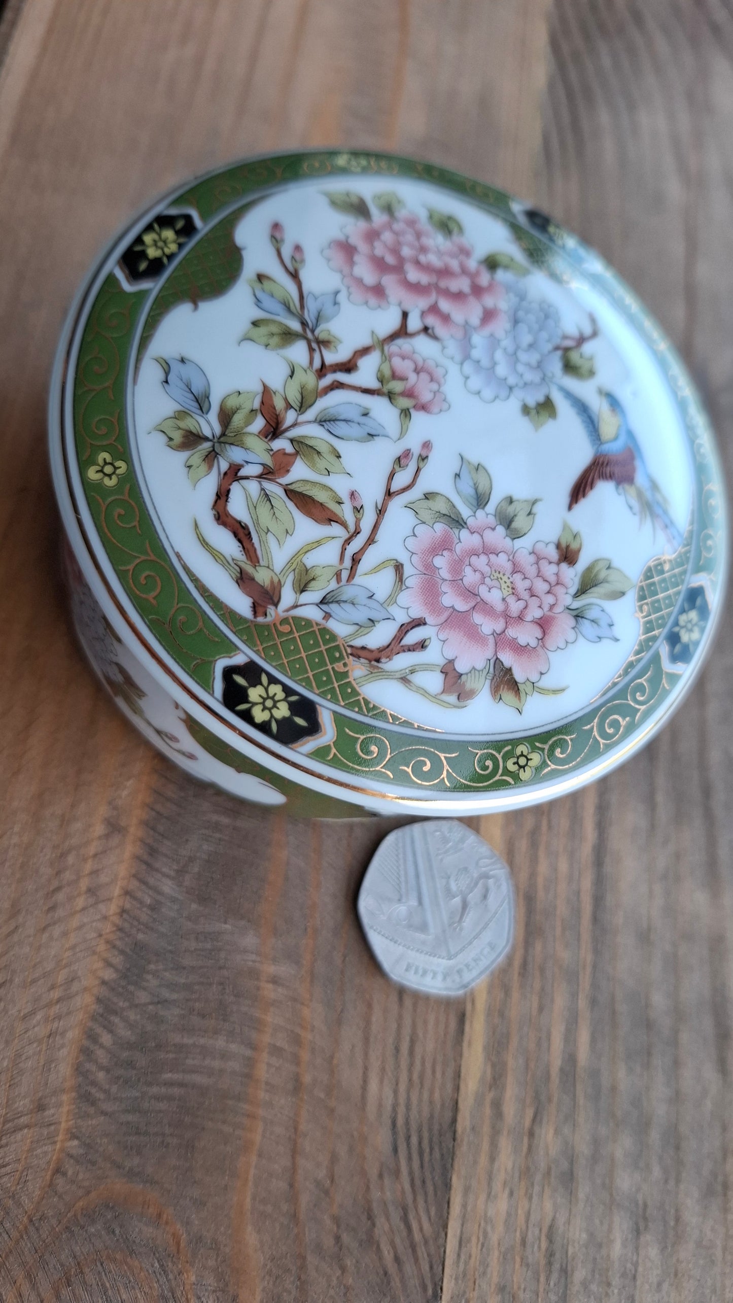 'Sugar Tits' Upcycled Green Floral Trinket Pot