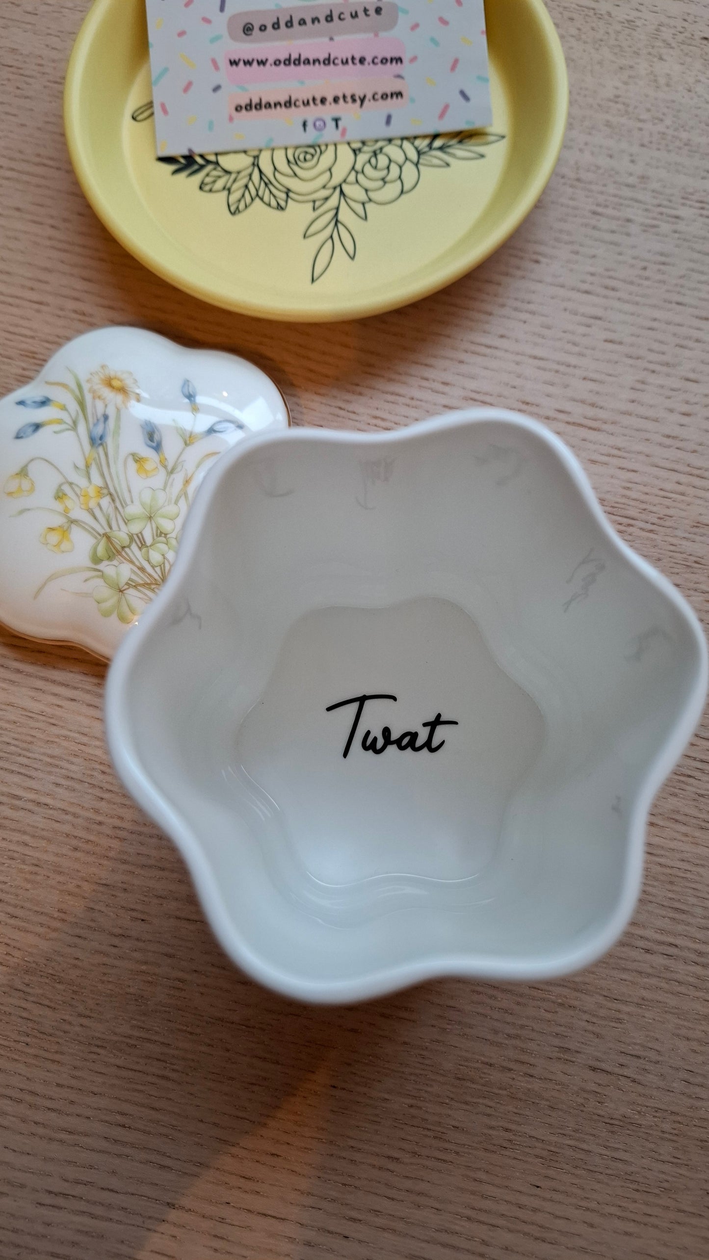 'Twat' Upcycled Pretty Deep Trinket Pot