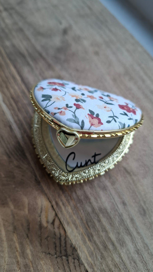 'Cunt' Compact Mirror, Heart Shaped
