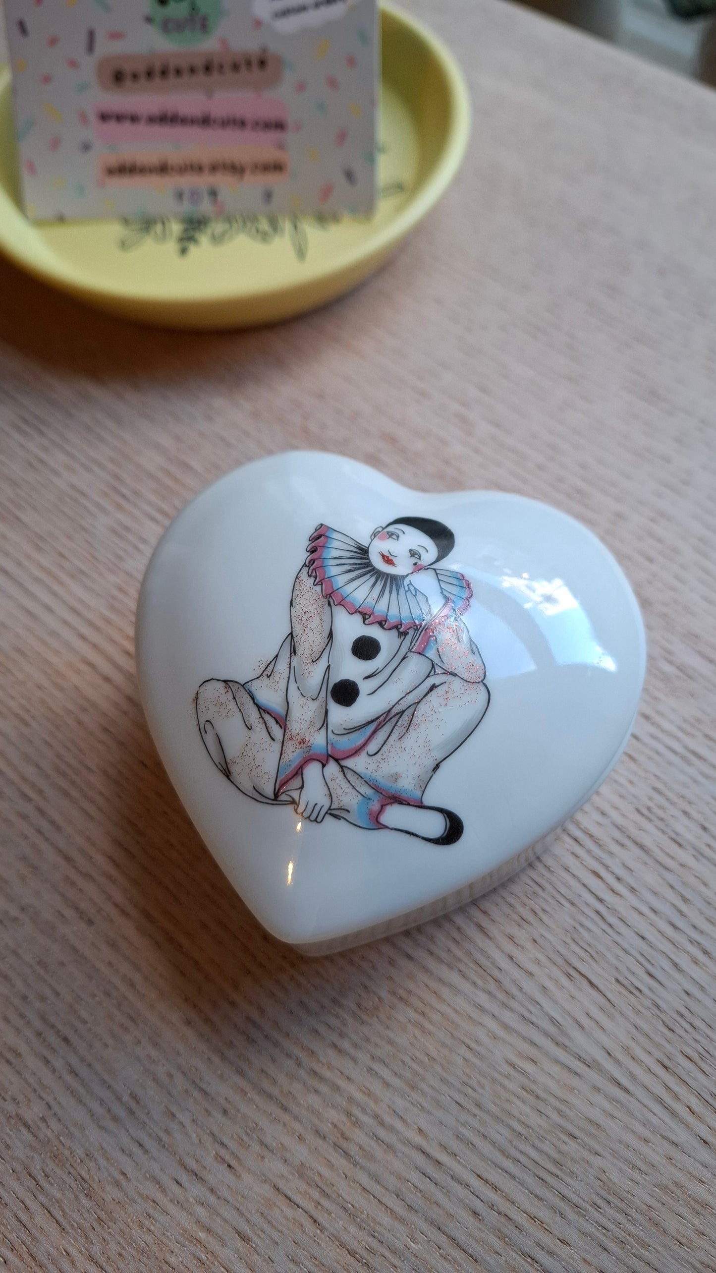 'Piss Flaps' Upcycled Clown Heart Shaped Trinket Pot
