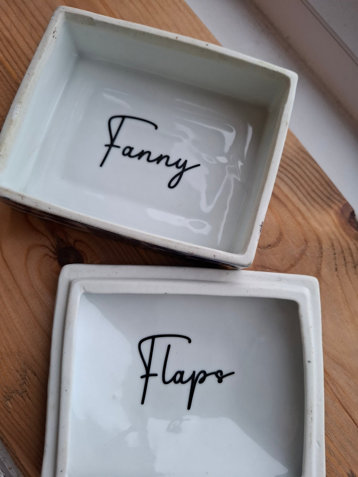 'Fanny Flaps' Upcycled Medium Sized Blue White Trinket Pot