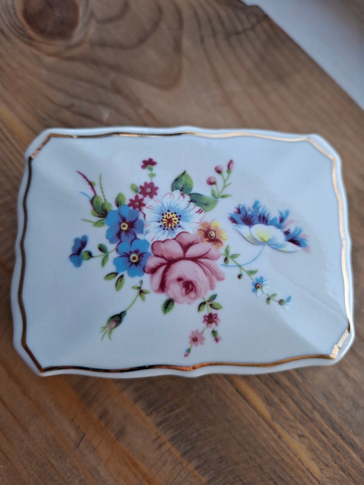 'Bollocks' Upcycled Floral Rectangular Trinket Pot