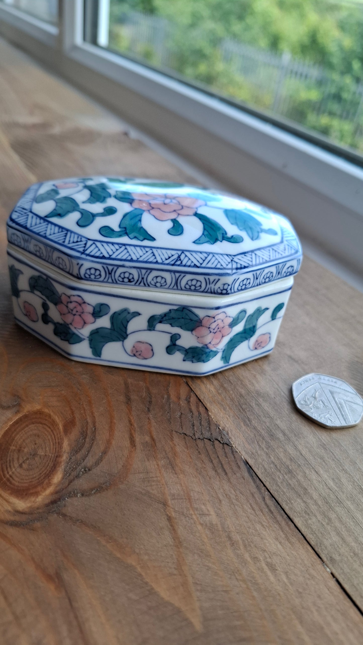 'Queen Cunt' Upcycled Blue/White/Pink Trinket Pot