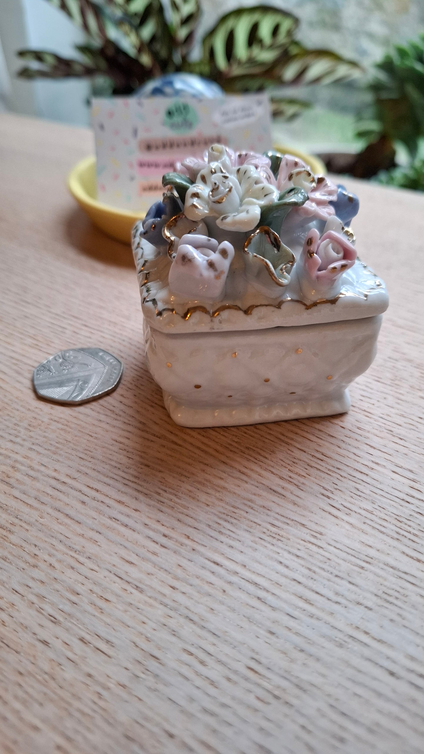 'Ball Bag' Upcycled Floral Square Shaped Trinket Pot