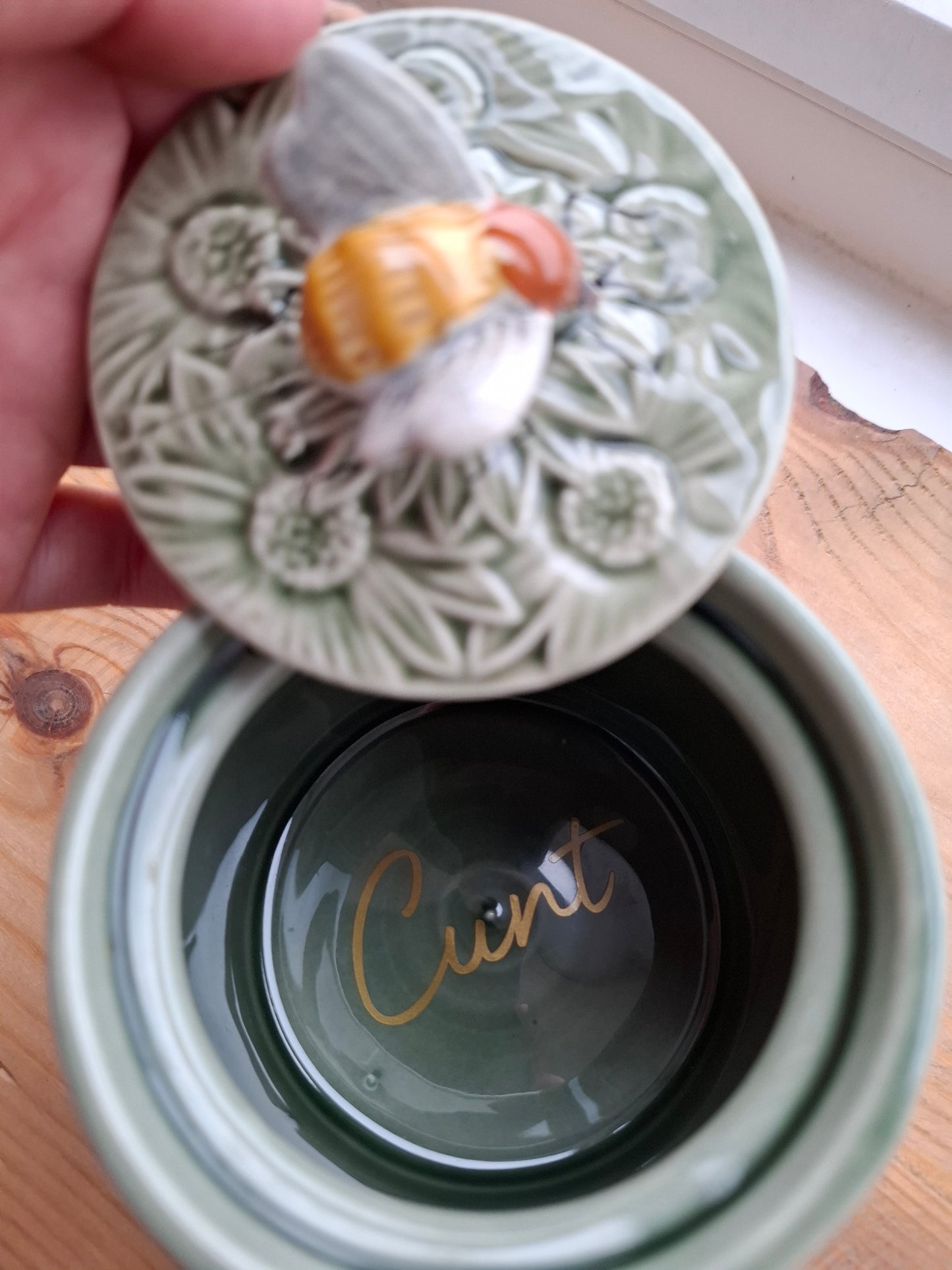 'Cunt' Fancy Green Bee Ceramic Pot